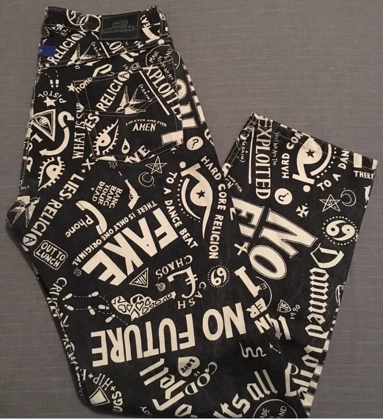 Early 90s Graffiti Print Jeans