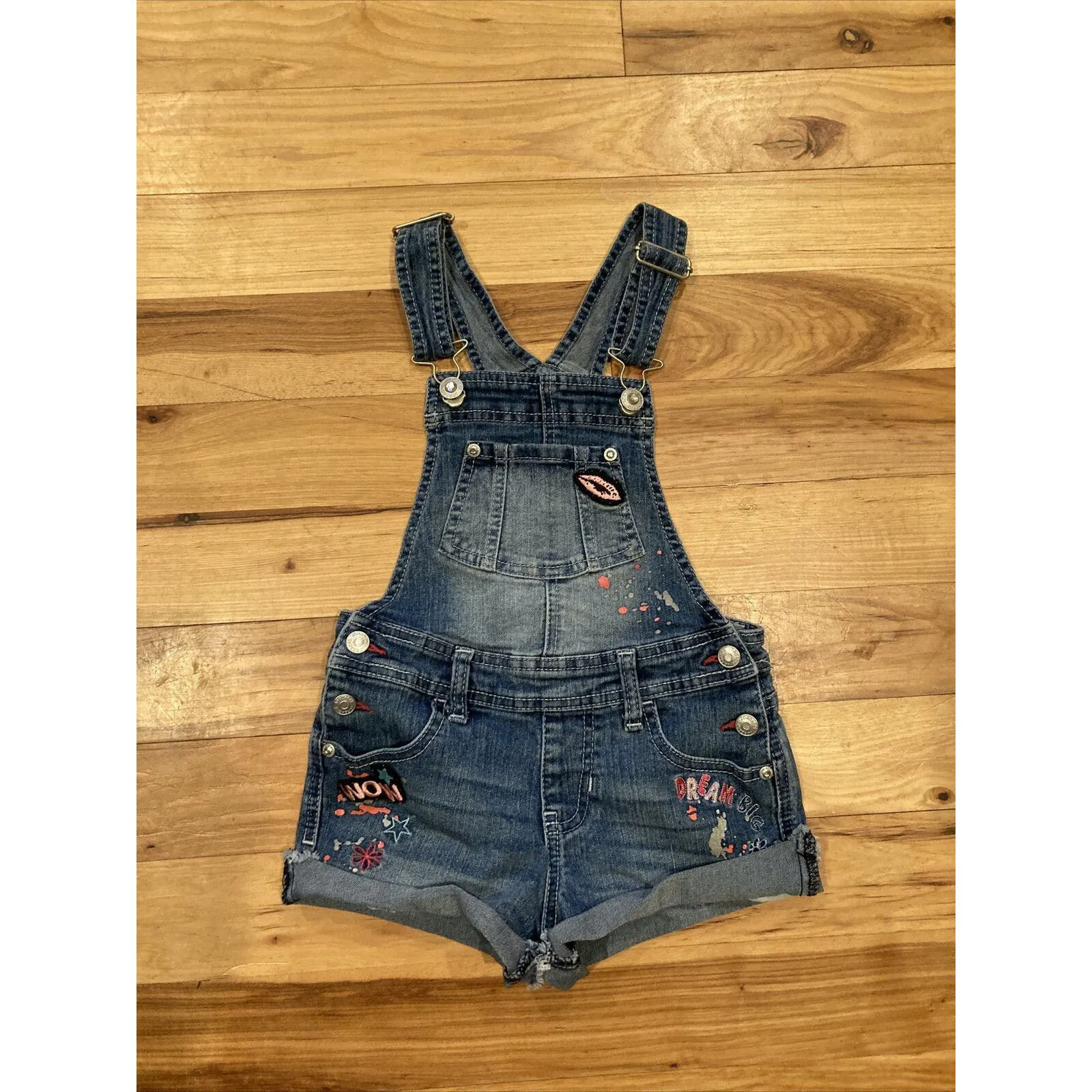 Jordache Girls Kids Size S (6-6X) Blue Jean Denim Bib Stretch Overalls Shorts