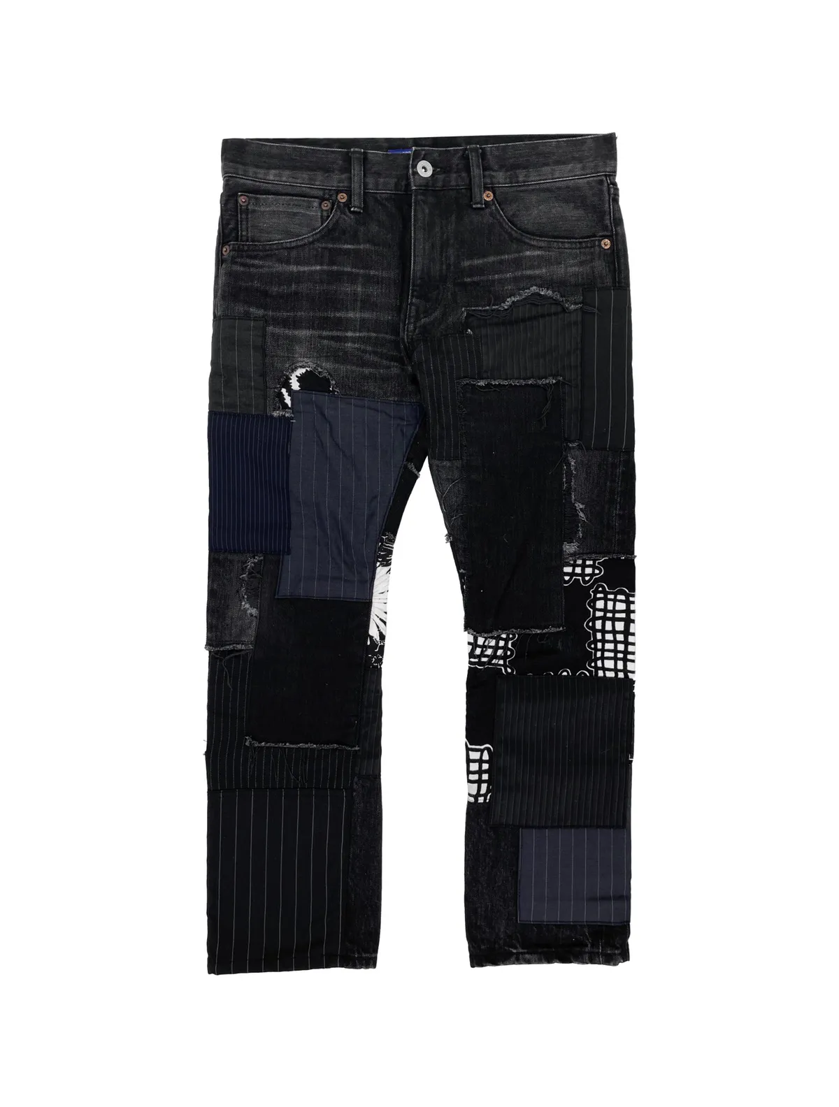 SS17 Junya Watanabe Patchwork Distressed Black Washed Denim