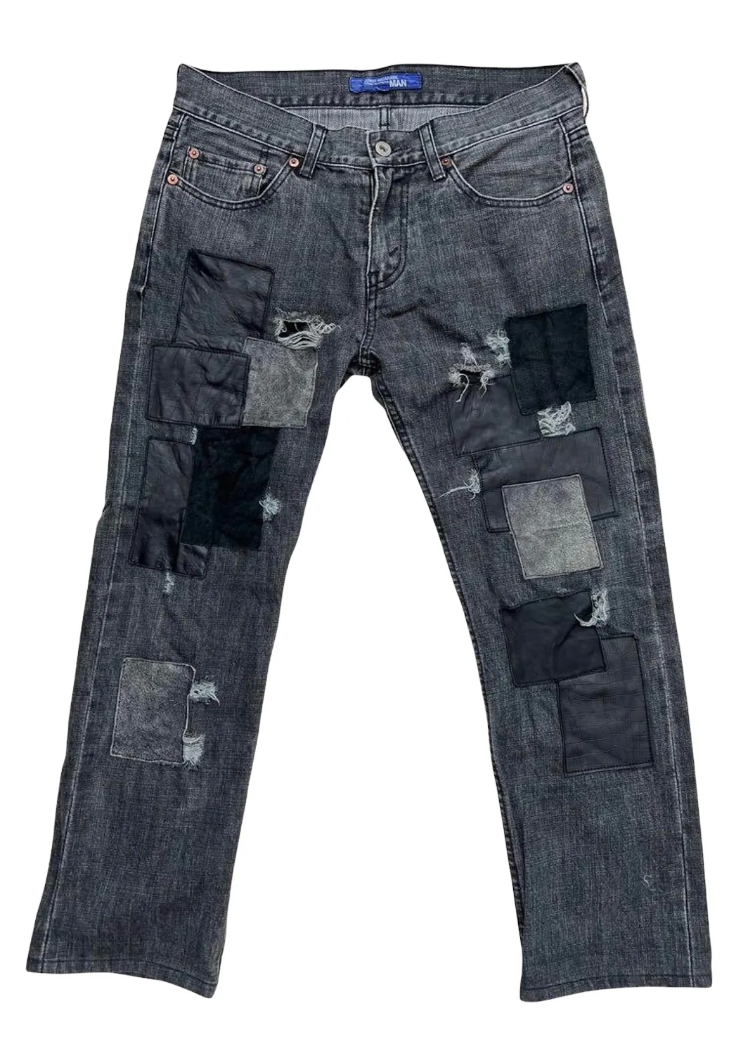 Junya Watanabe CDG FW2007 runway leather patched jeans