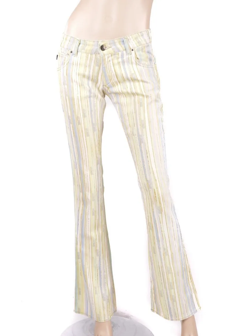 Just Cavalli Stripe Down Light Yellow Pants