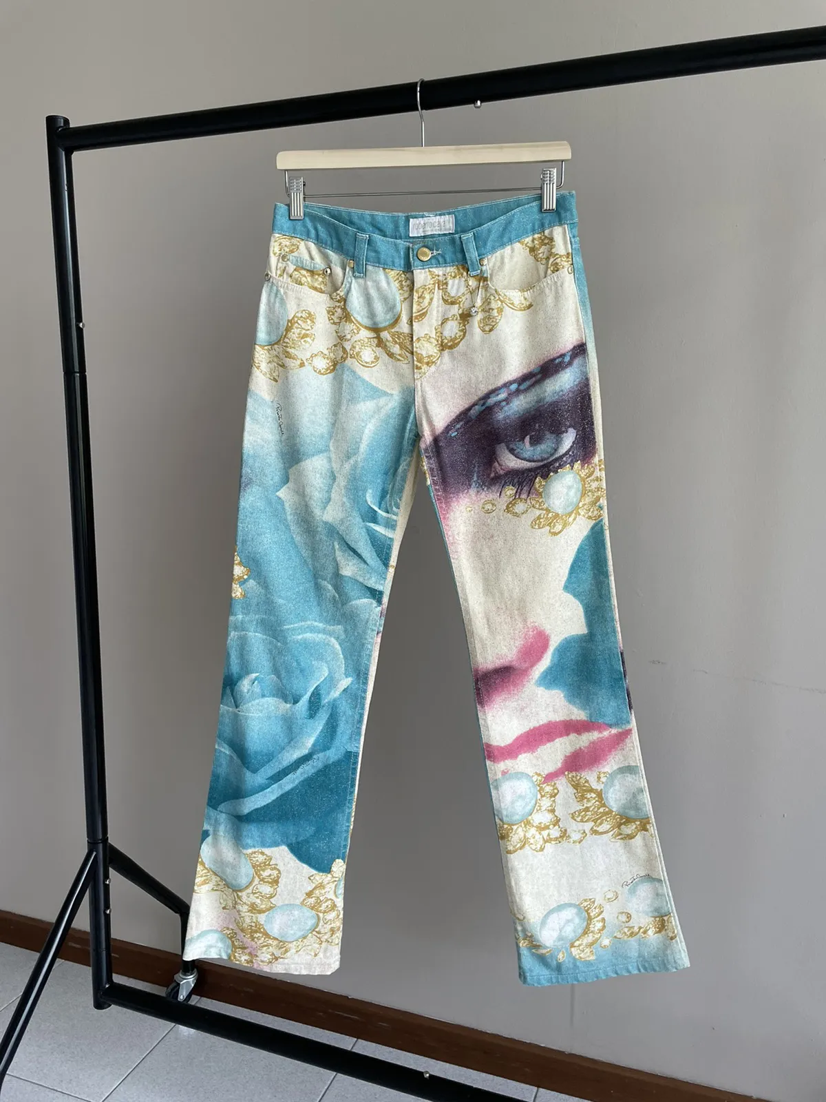 SS01 Desi princess glitter printed painted denim jeans pant