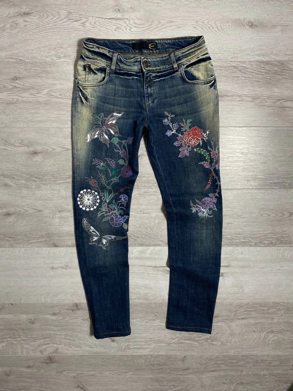 Rare vintage Just Cavalli with flowers interesting jeans