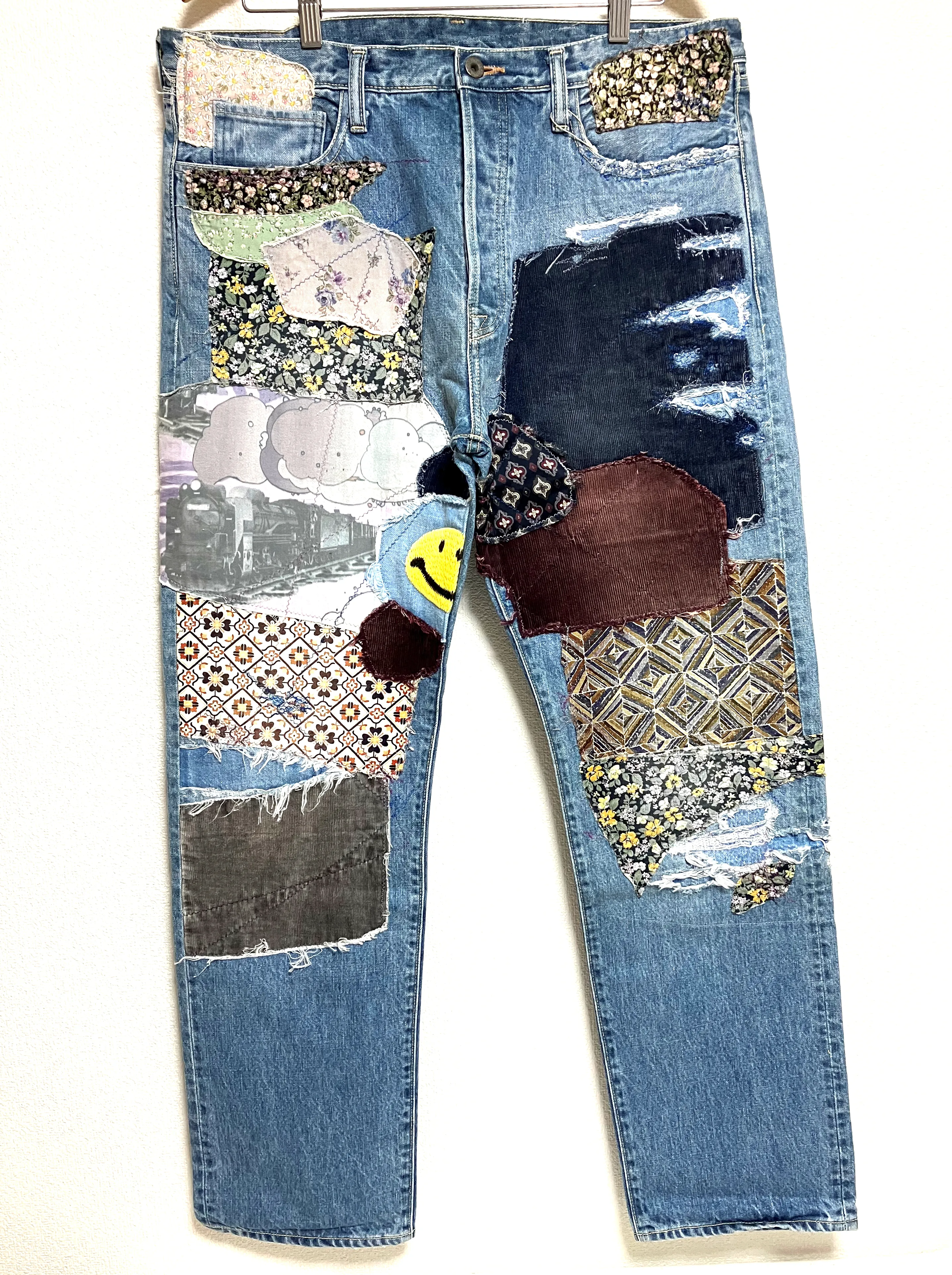Kapital clutch smile Monkey Cisco denim patch work new 38