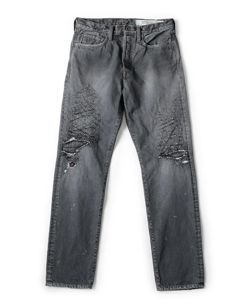 Kapital 14oz black denim Monkey Cisco 3 Year Proccessed
