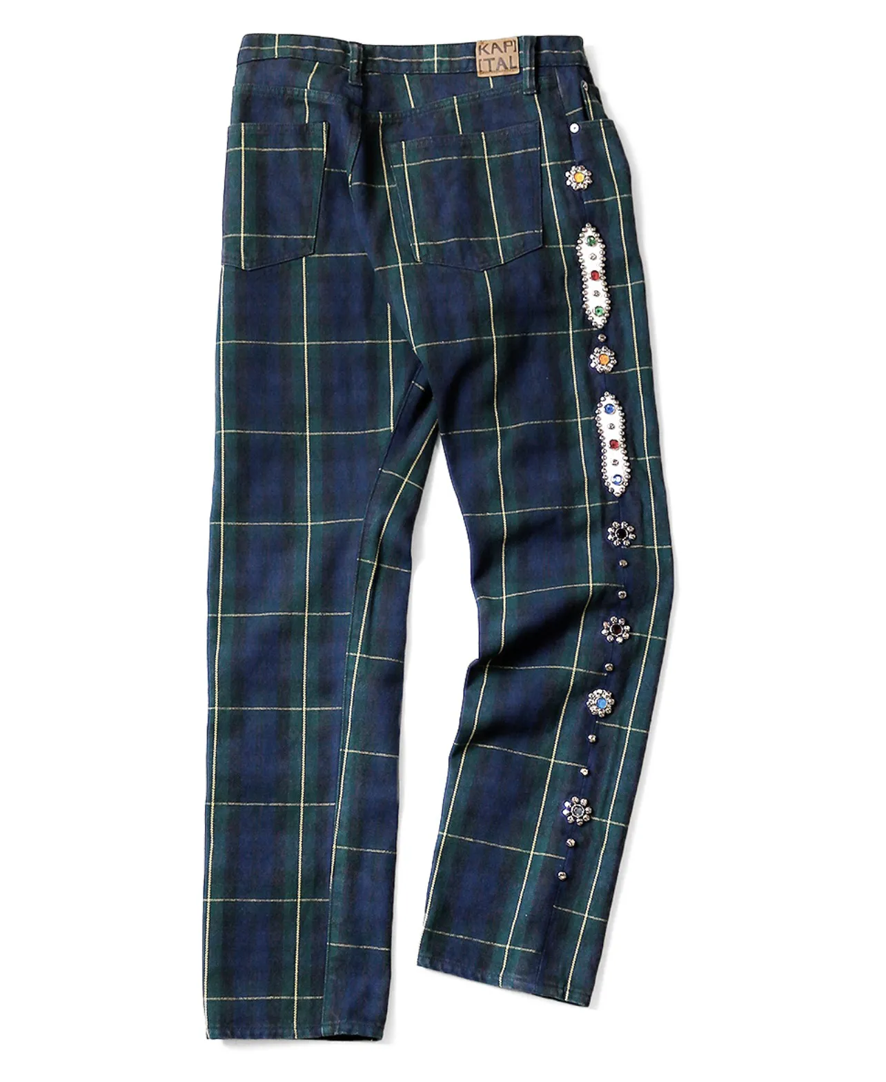 Kapital 11oz tartan checkered studded remake pants