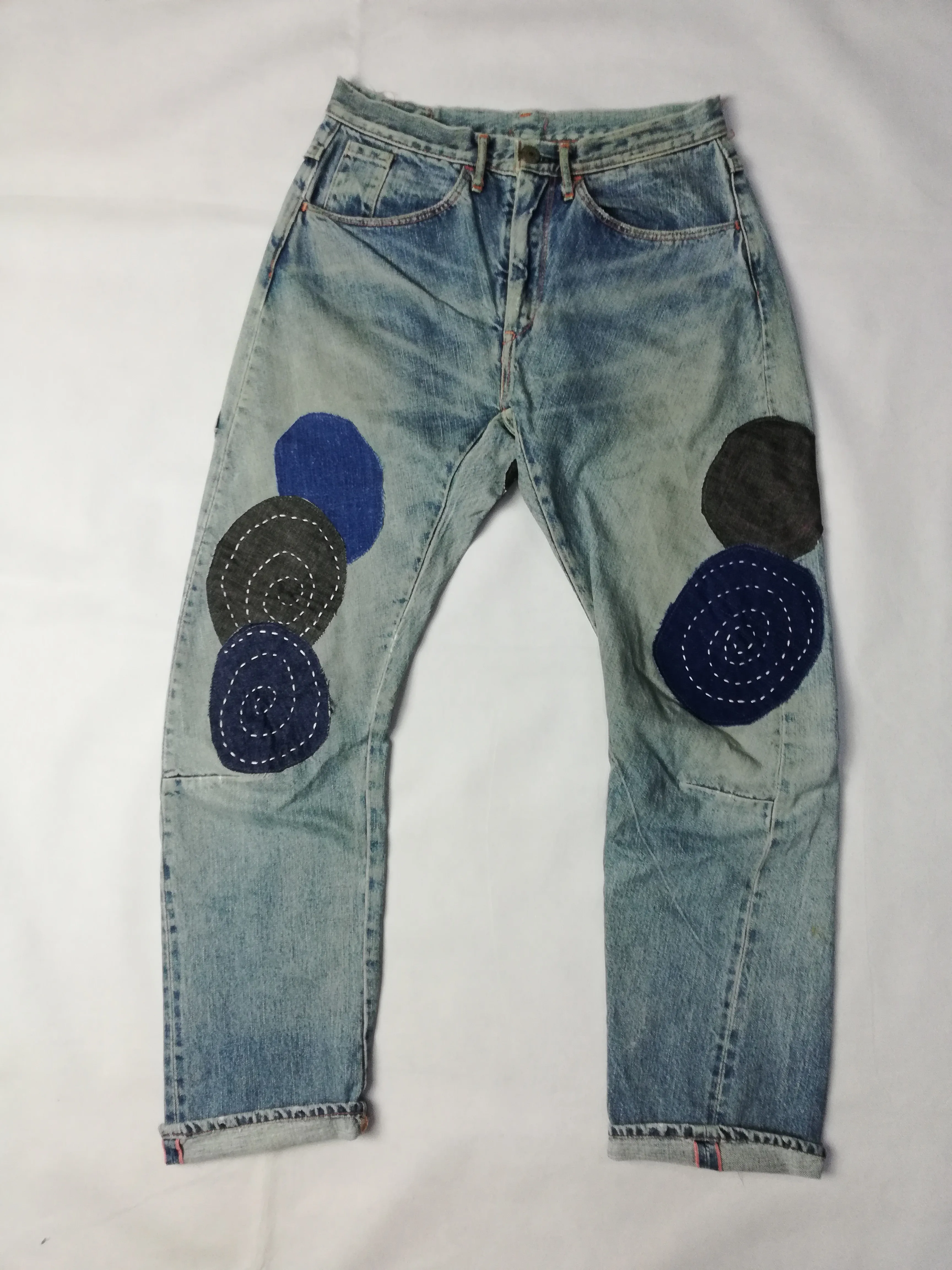 Reworked KATO selvedge jeans with patchwork