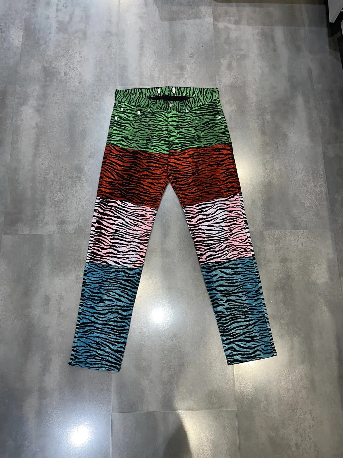 FW16 Kenzo Jungle All Over Printed Multicolor Denim Pants