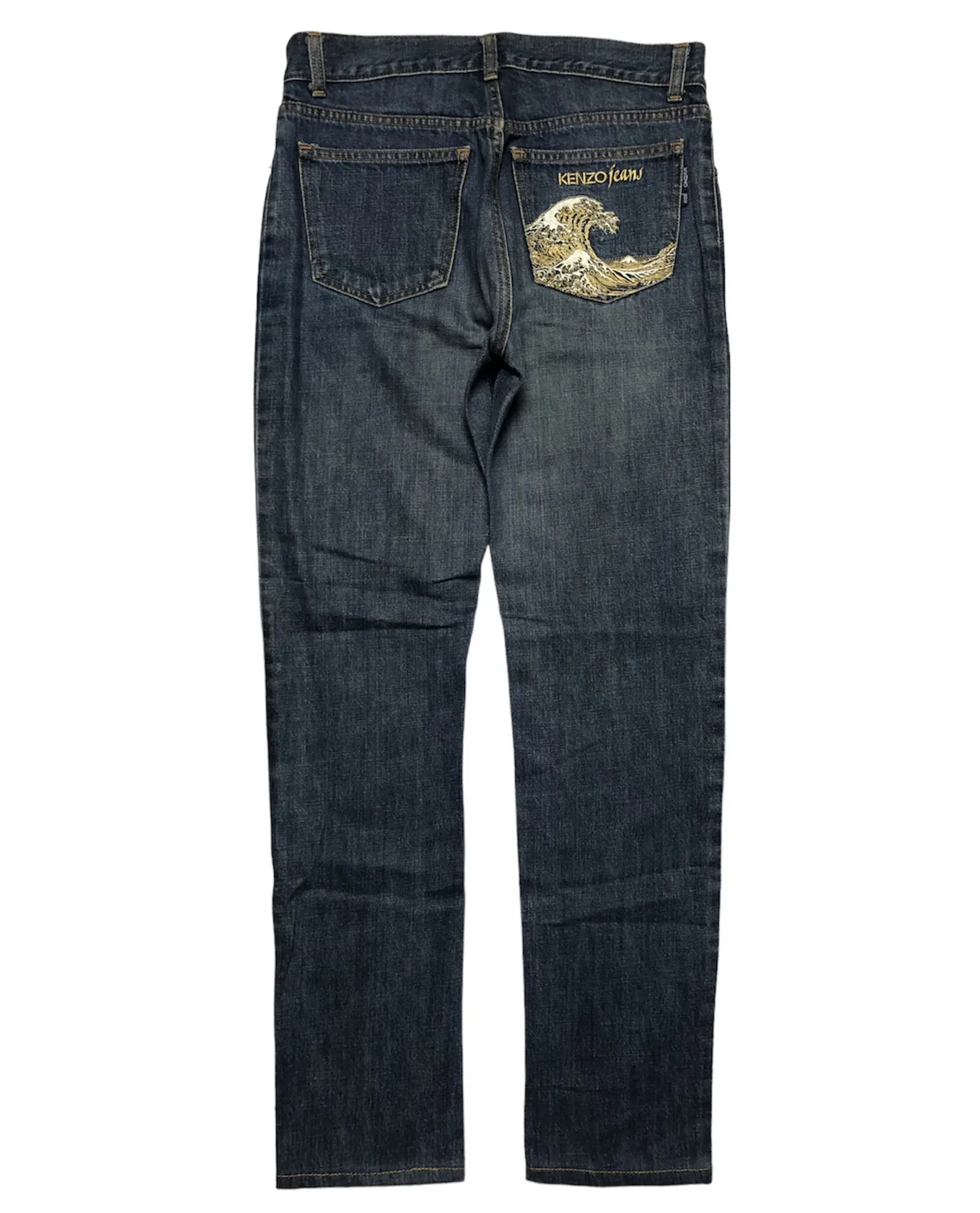 Vintage KENZO JEANS Denim Embroidery Wave Logo