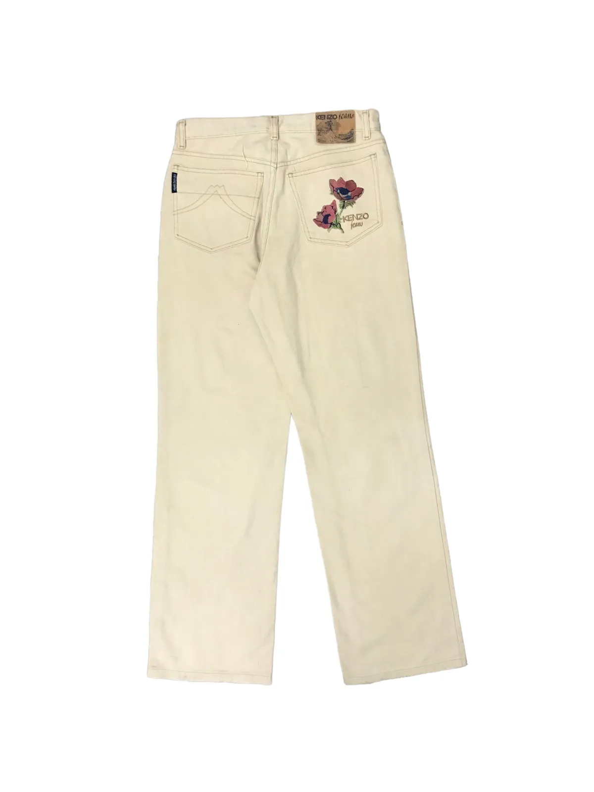VINTAGE JAPAN KENZO JEANS DESIGN FLOWER POCKET STRAIGHT CUT