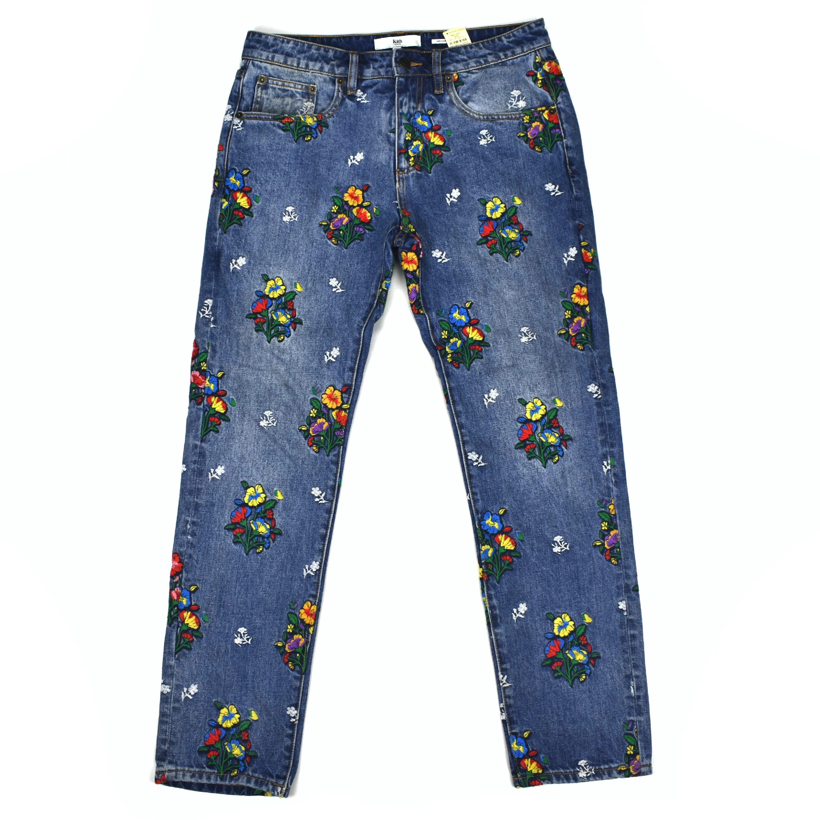 Kith Floral Embroidered Denim Varick Jeans NWT