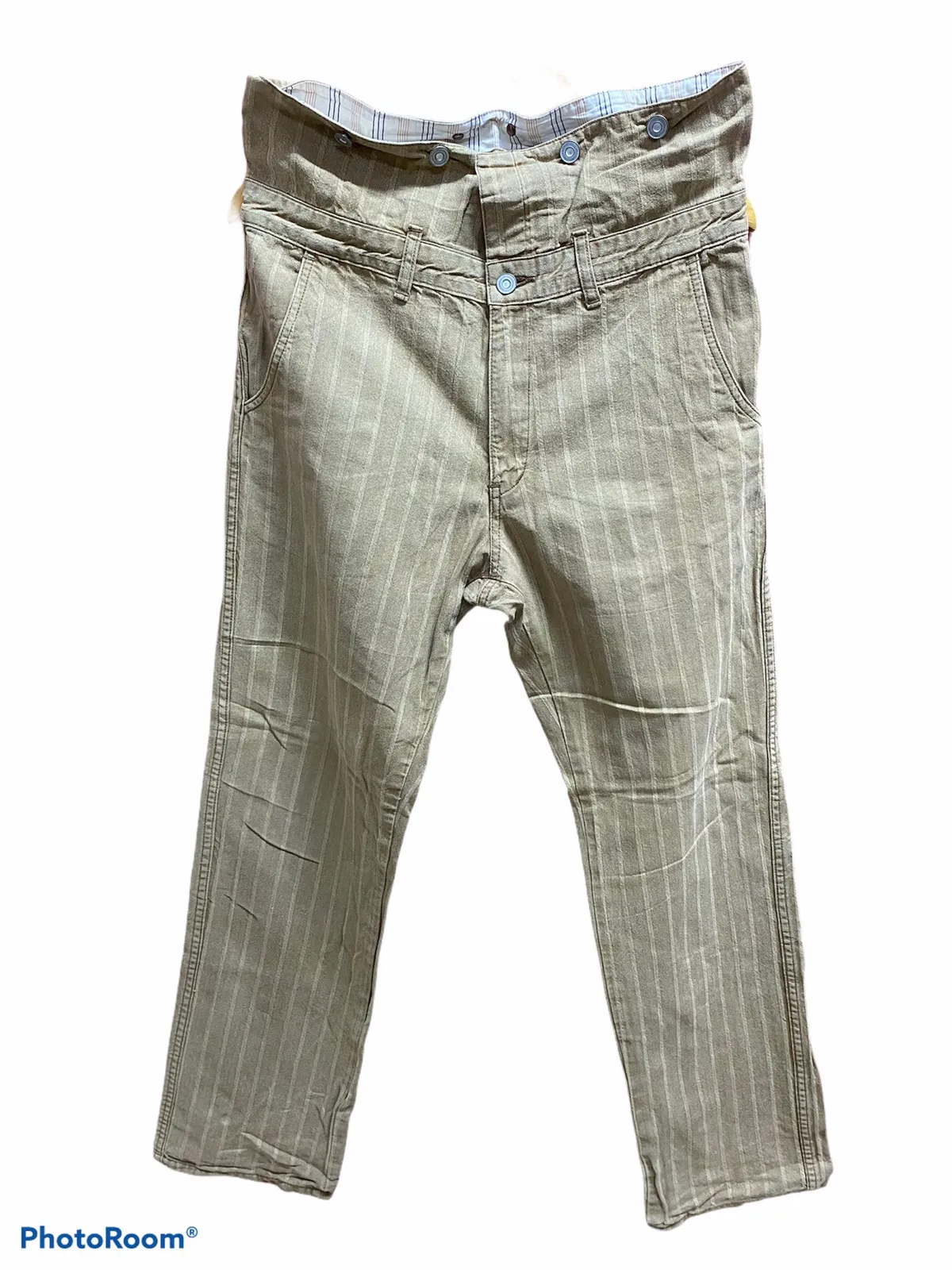 Japanese Brand Herringbone Suspender Button Denim