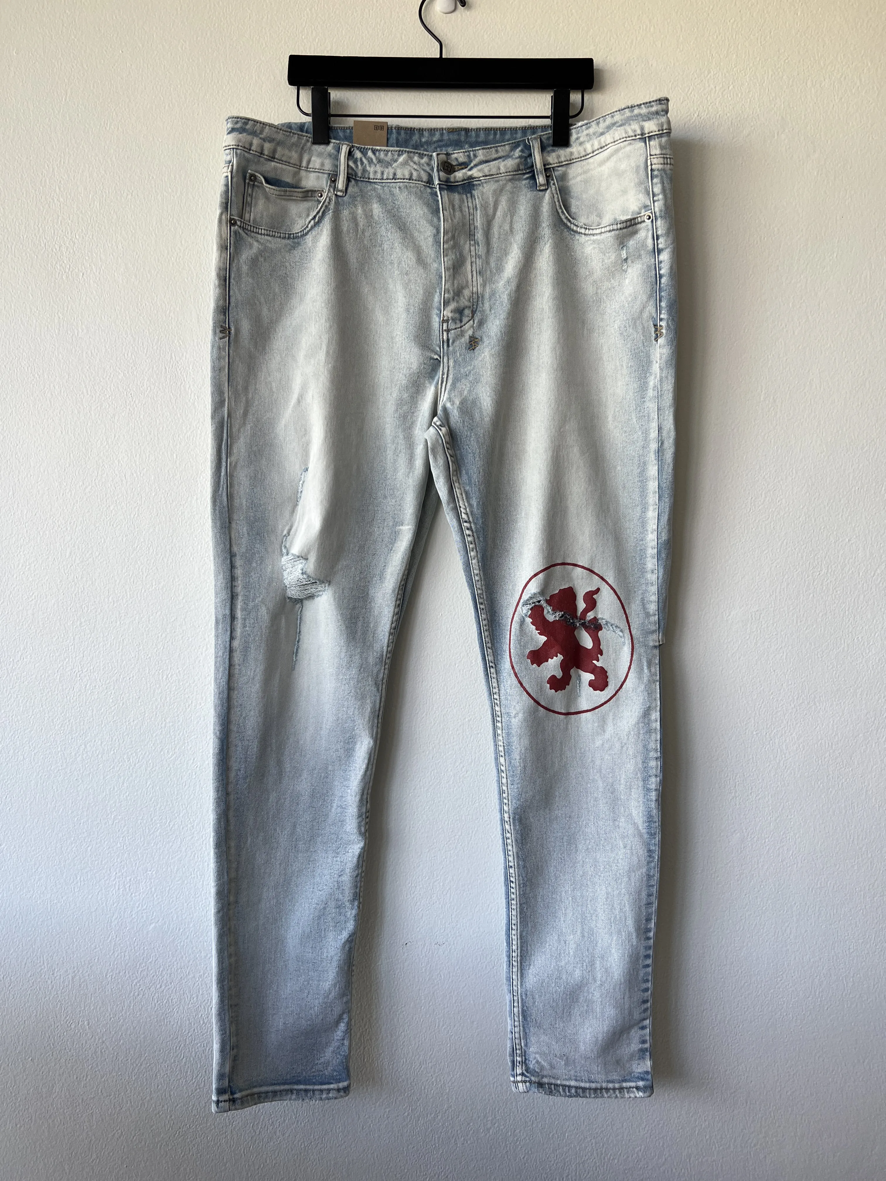 denim jean chitch red lion blue red extra large 2xl 40 42