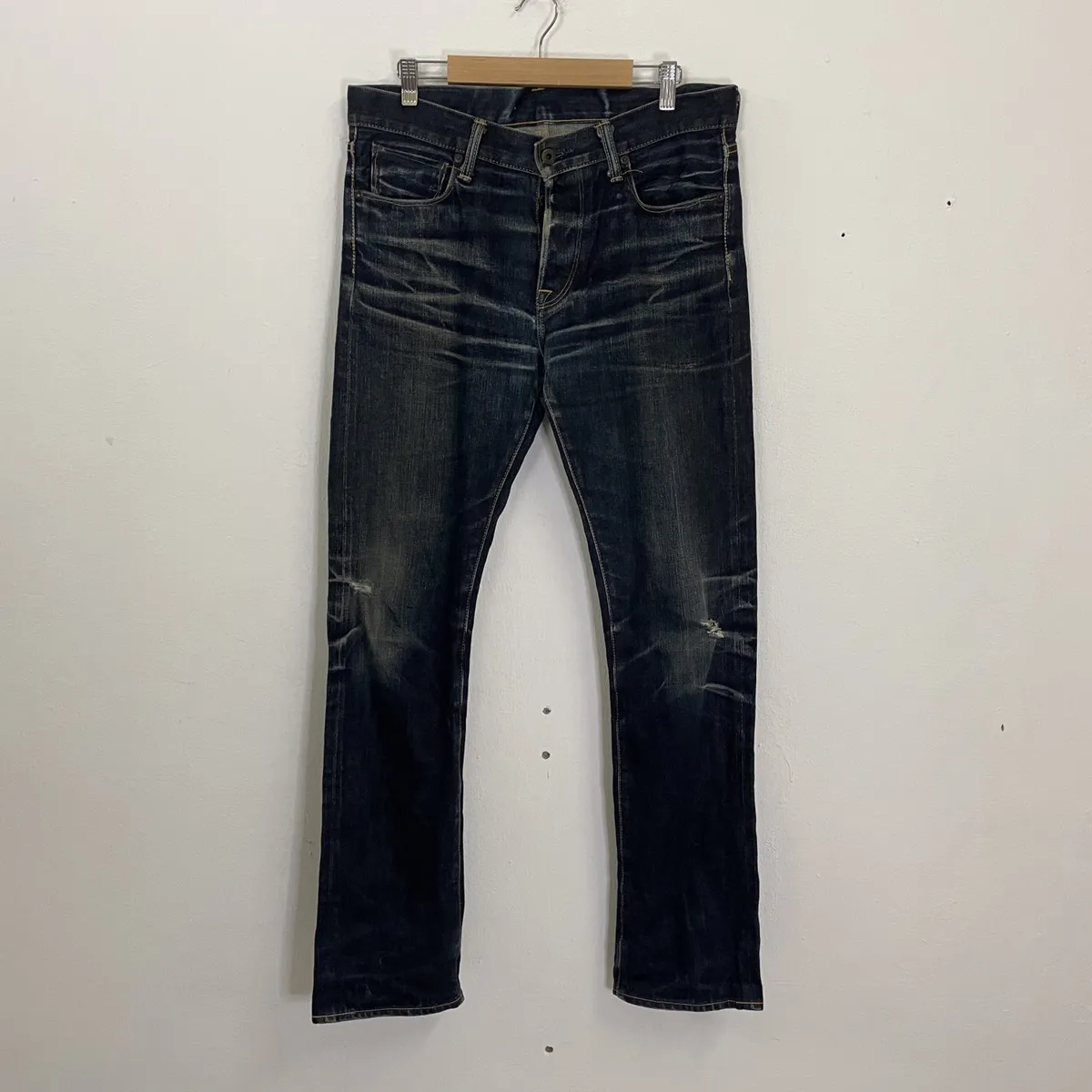 REDLINE!! Vintage Kuro Selvedge Distressed Denim Jeans