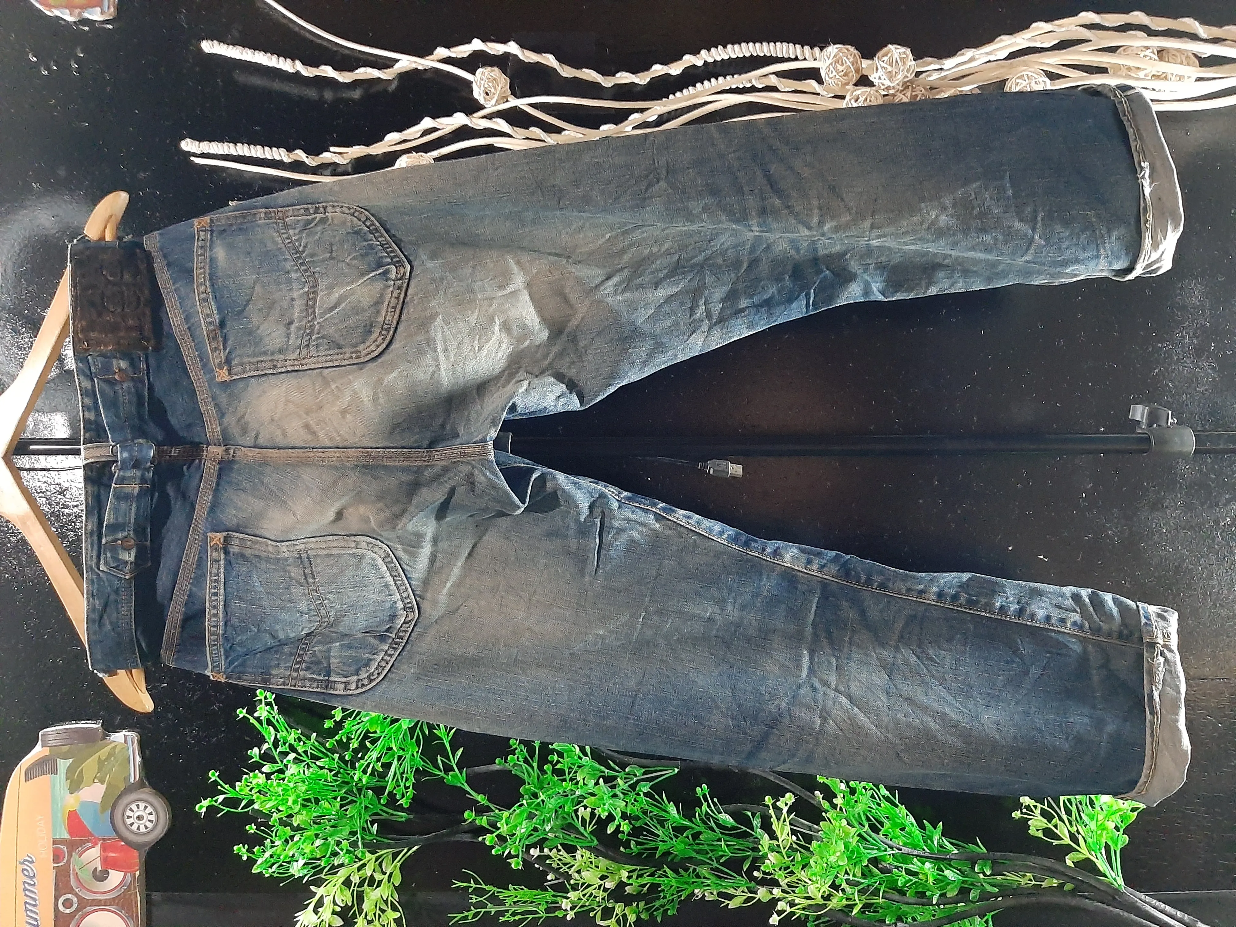 RARE VINTAGE 80s LEE COWBOY SELVAGE BUCKLE BACK DISTRESED