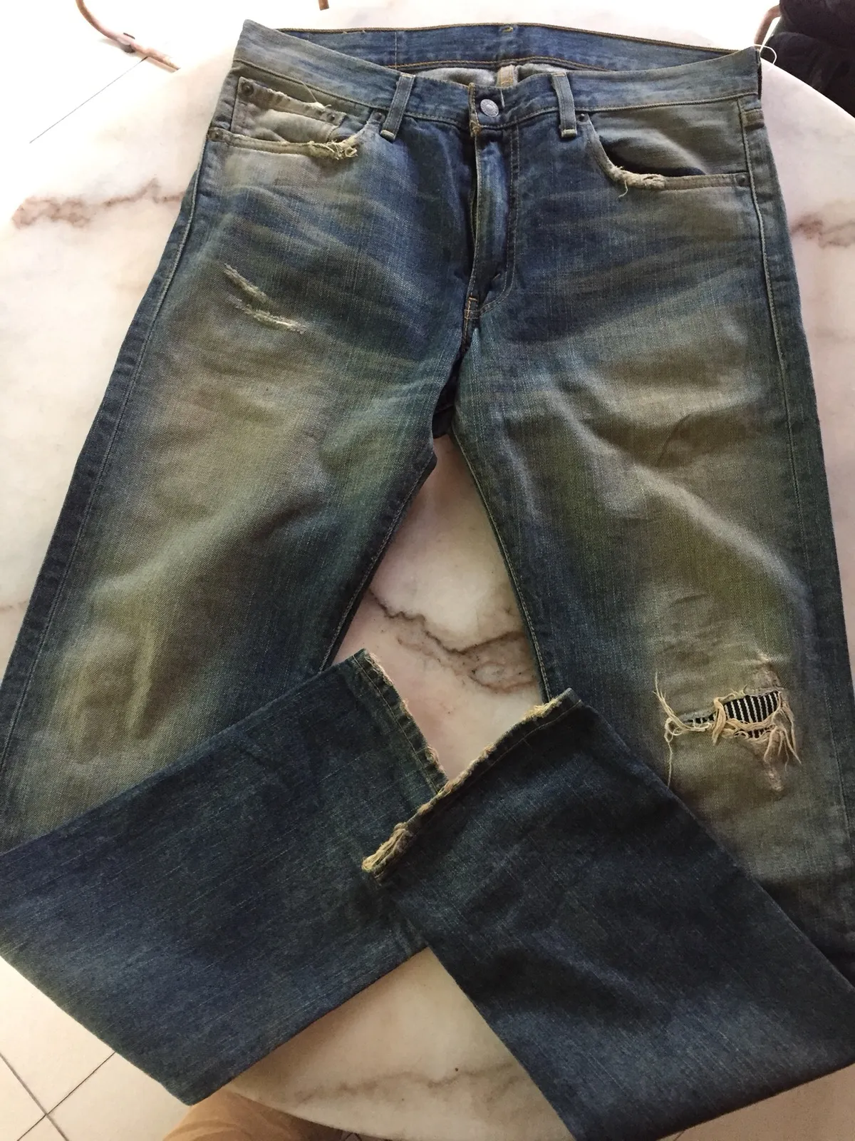 Vintage Levi's 505 Denim Jeans patchwork custom made desig