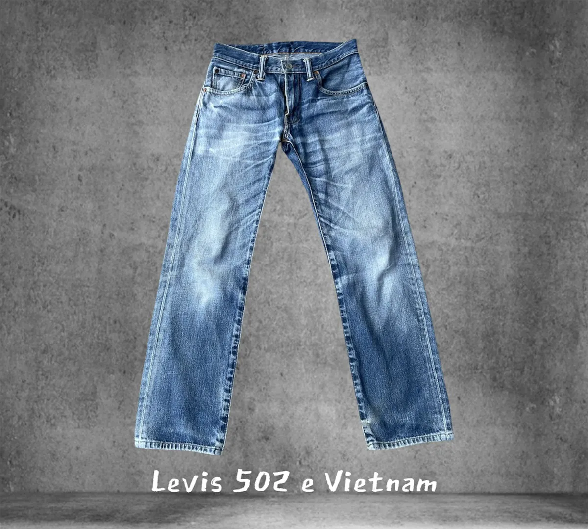 Levis 502 e Aging Faded Wash Distressed Denim