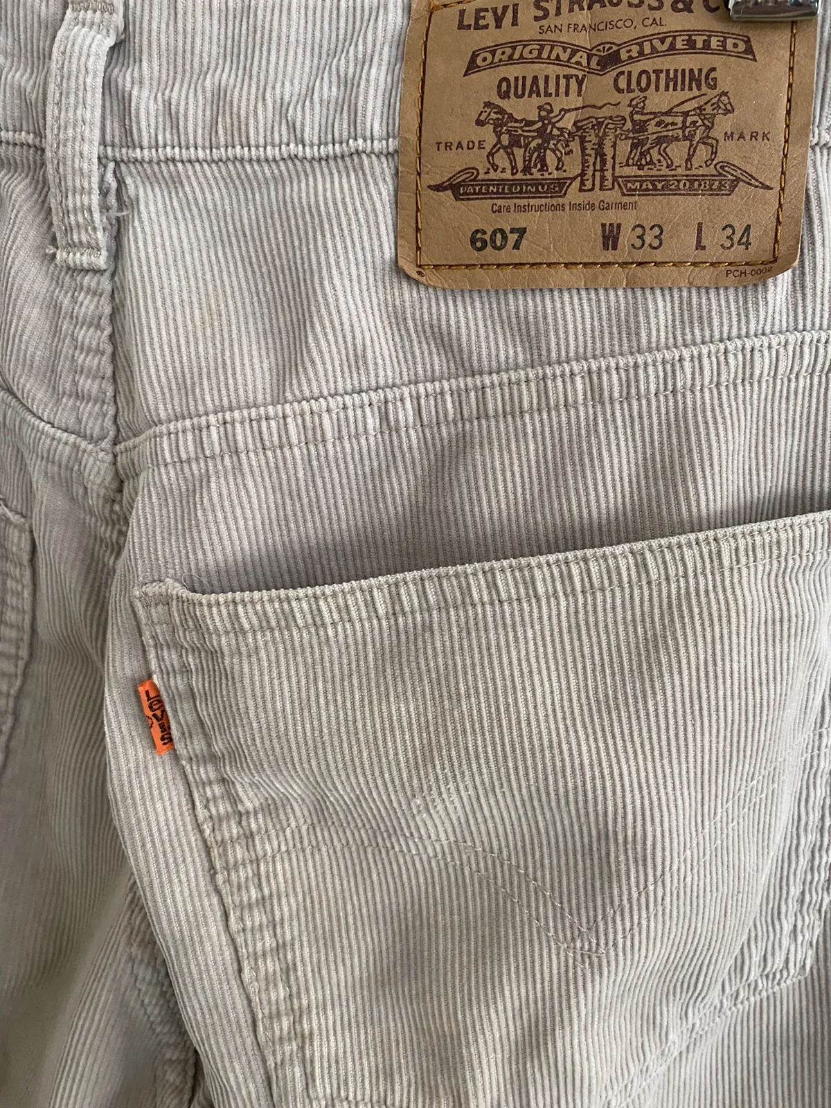 Vintage 80's Levis 607 Velvet orange tag japan