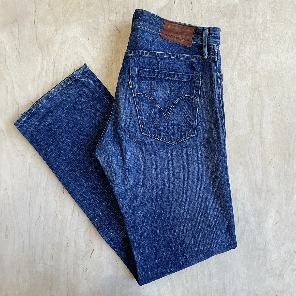 Ruler Straight Jeans Distressed Dark Wash Indigo