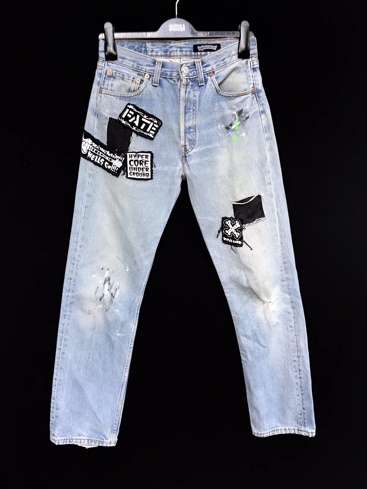 Vintage Levis Distressed Custom Punk Design Jeans