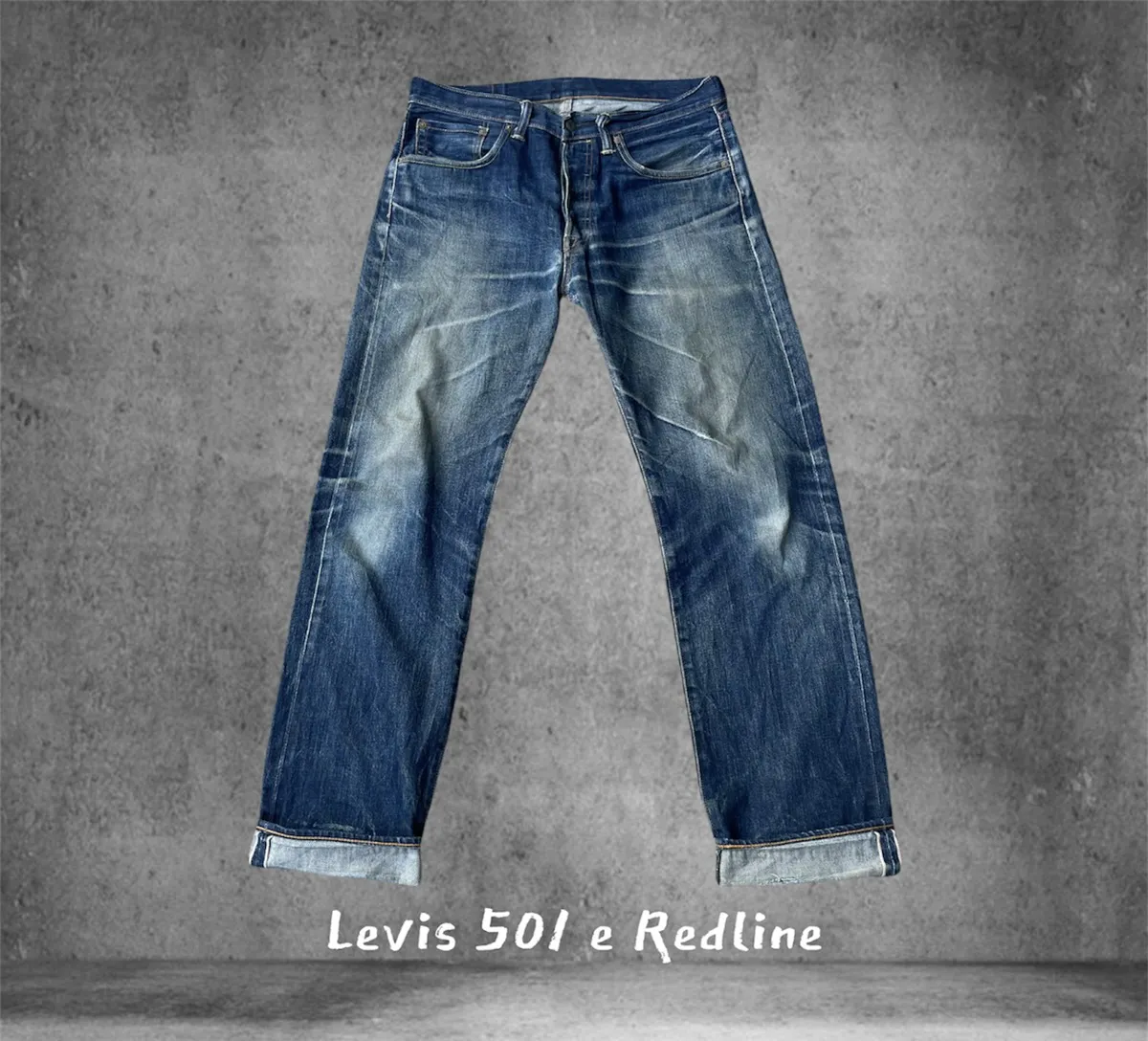 Levis 501 e Redline Aging Distressed Rework Denim