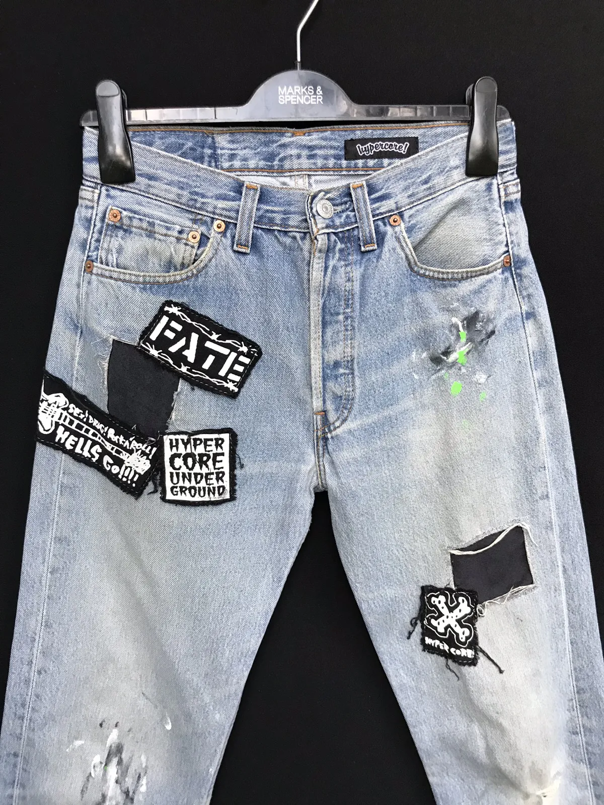 Vintage Levis Distressed Custom Punk Design Jeans