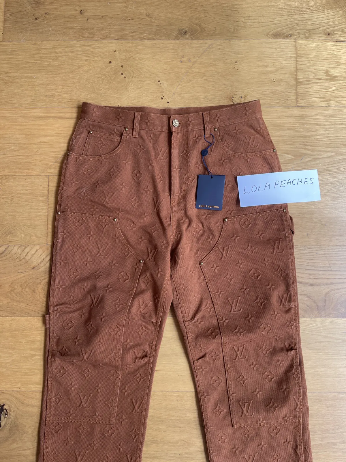 LV Monogram Carpenter Workwear Denim Pants FW21 Runway