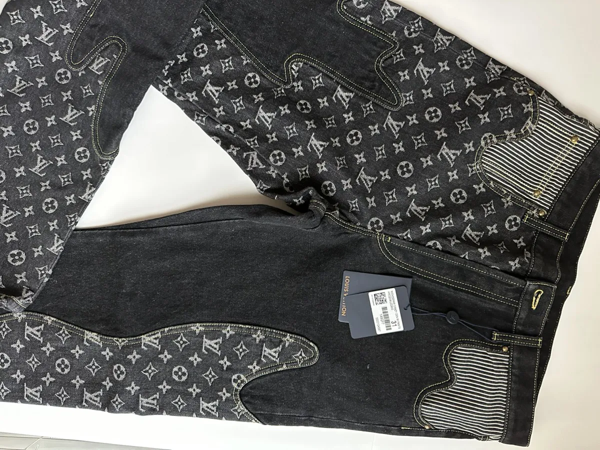 LV x Nigo Monogram Crazy Denim Pants Black
