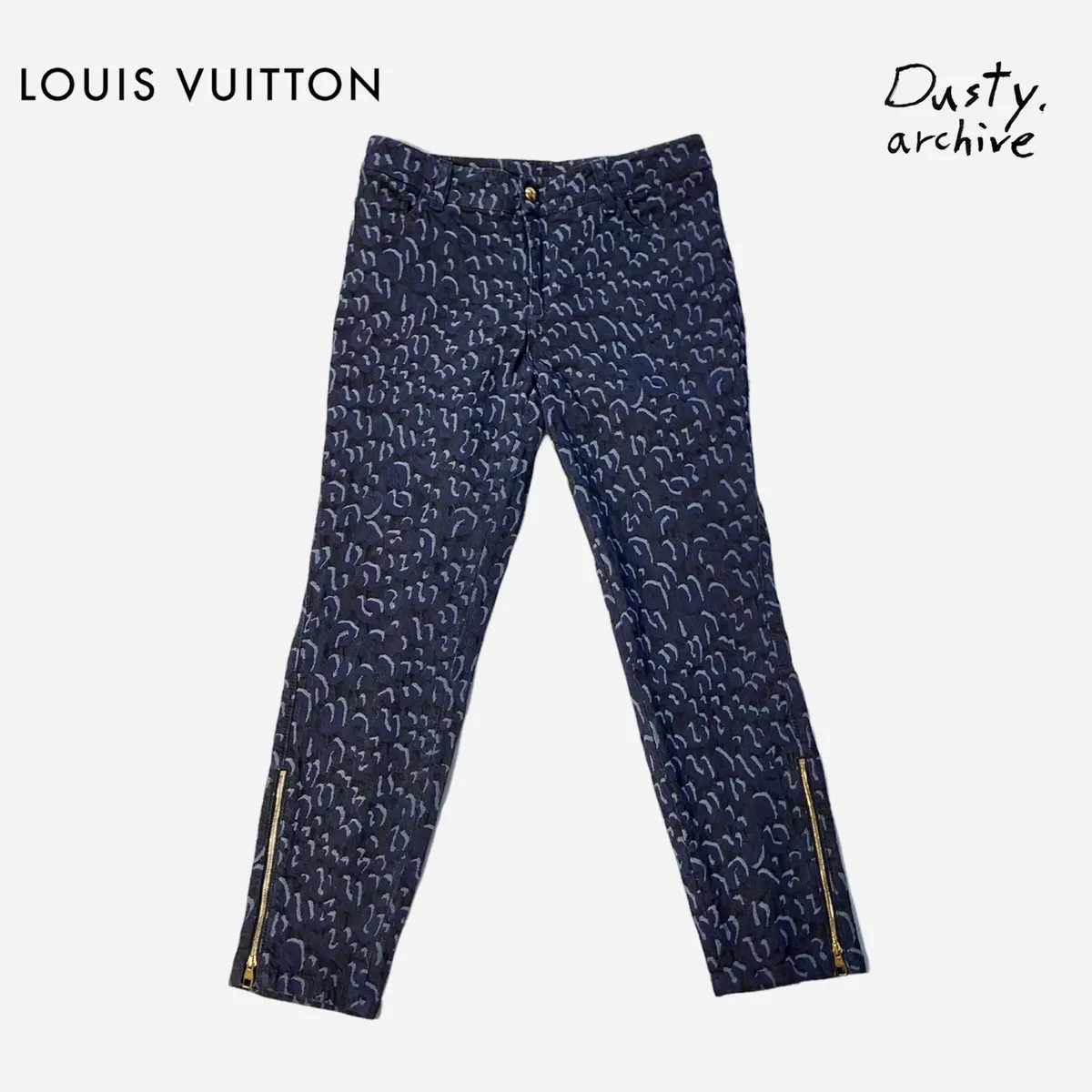 Louis vuitton stephen sprouse blue graffiti logo jeans
