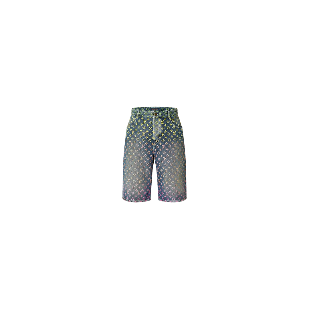 Rainbow Monogram Denim Shorts