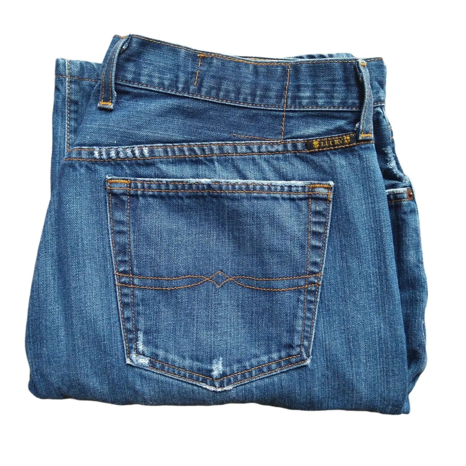 Lucky Brand Dungarees by Gene Montesano Blue Distressed
