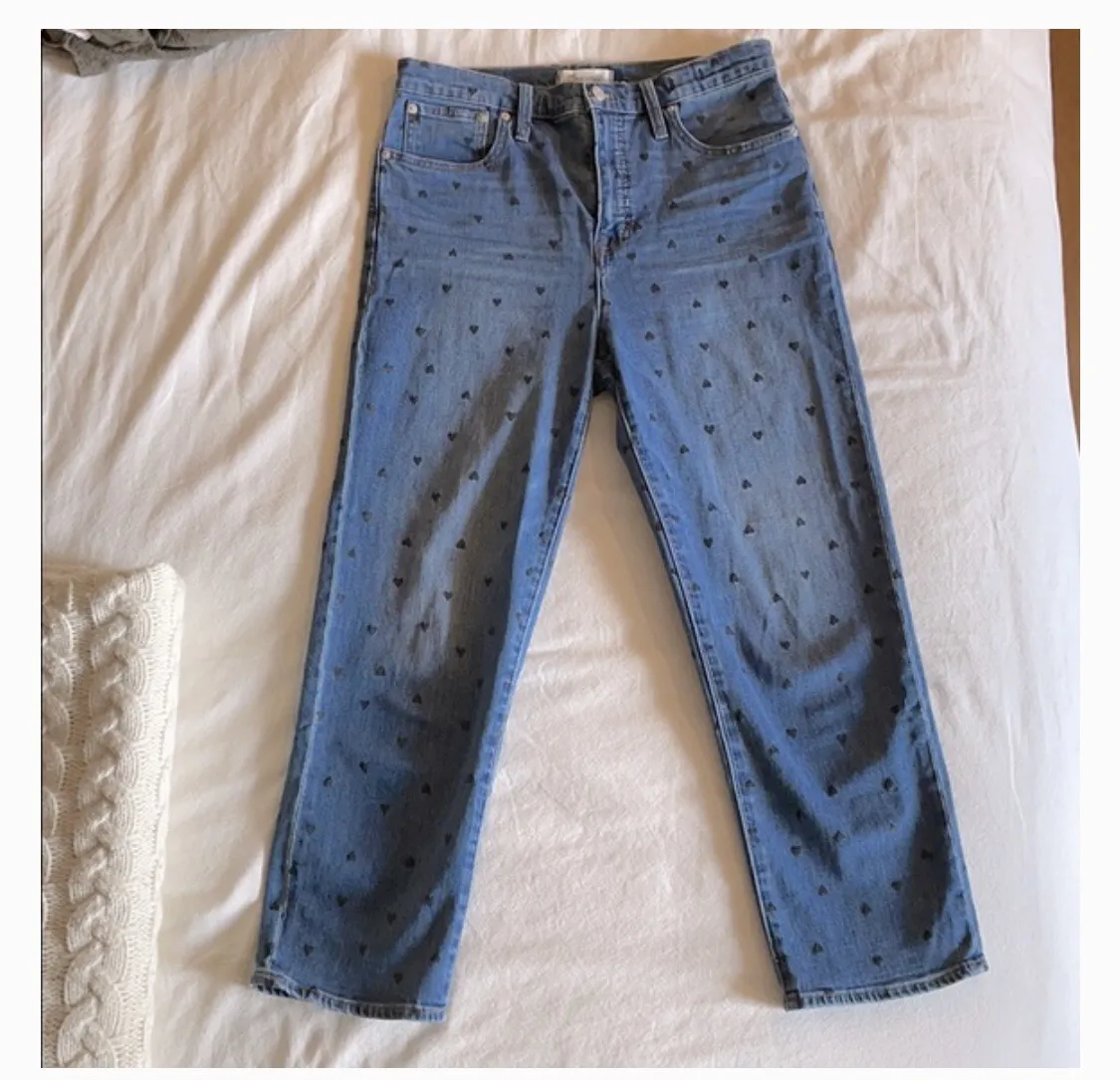Madewell Classic Straight Jeans Heart Print Edition
