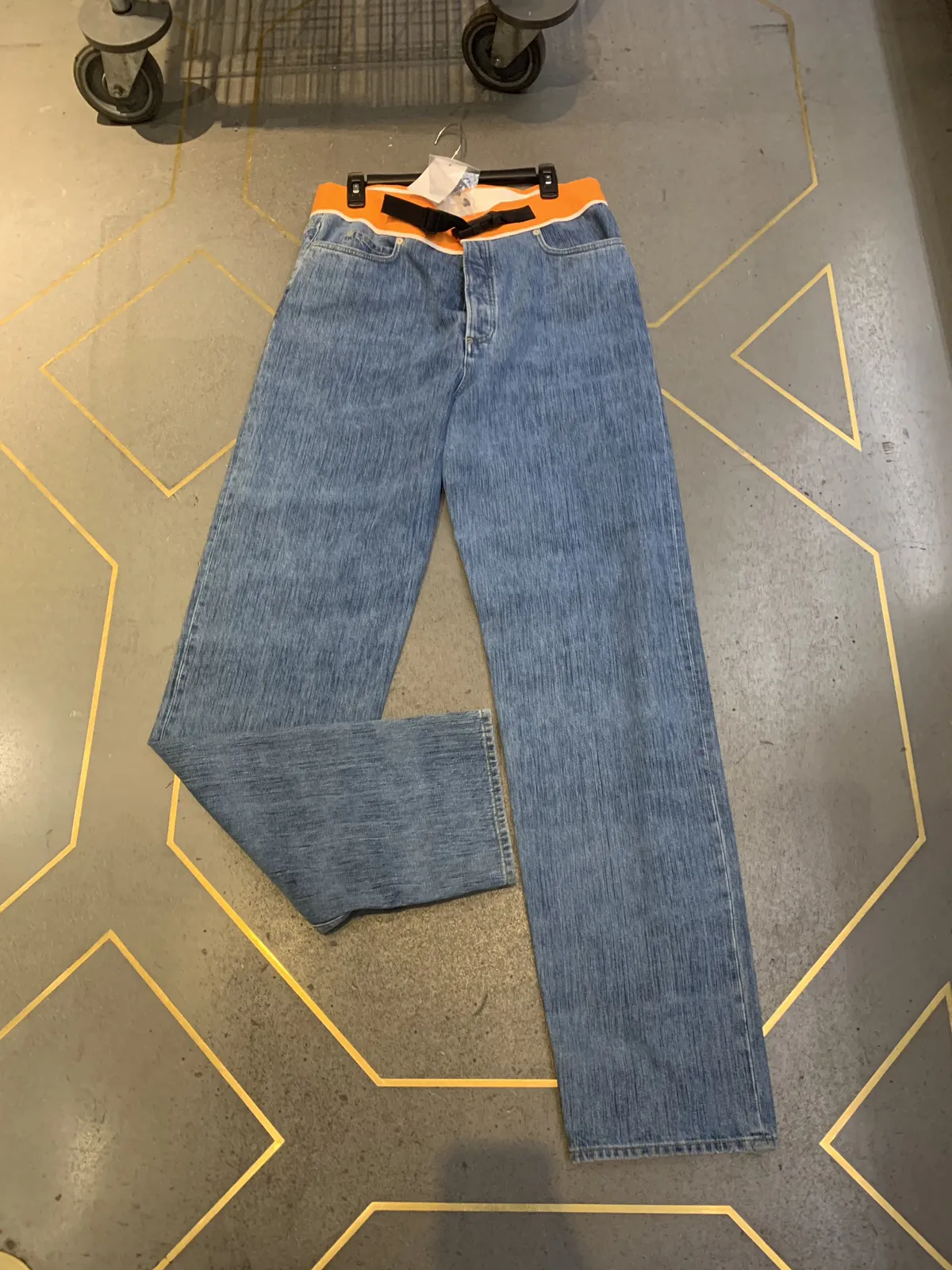 Orange Trim Buckle Blue Denim