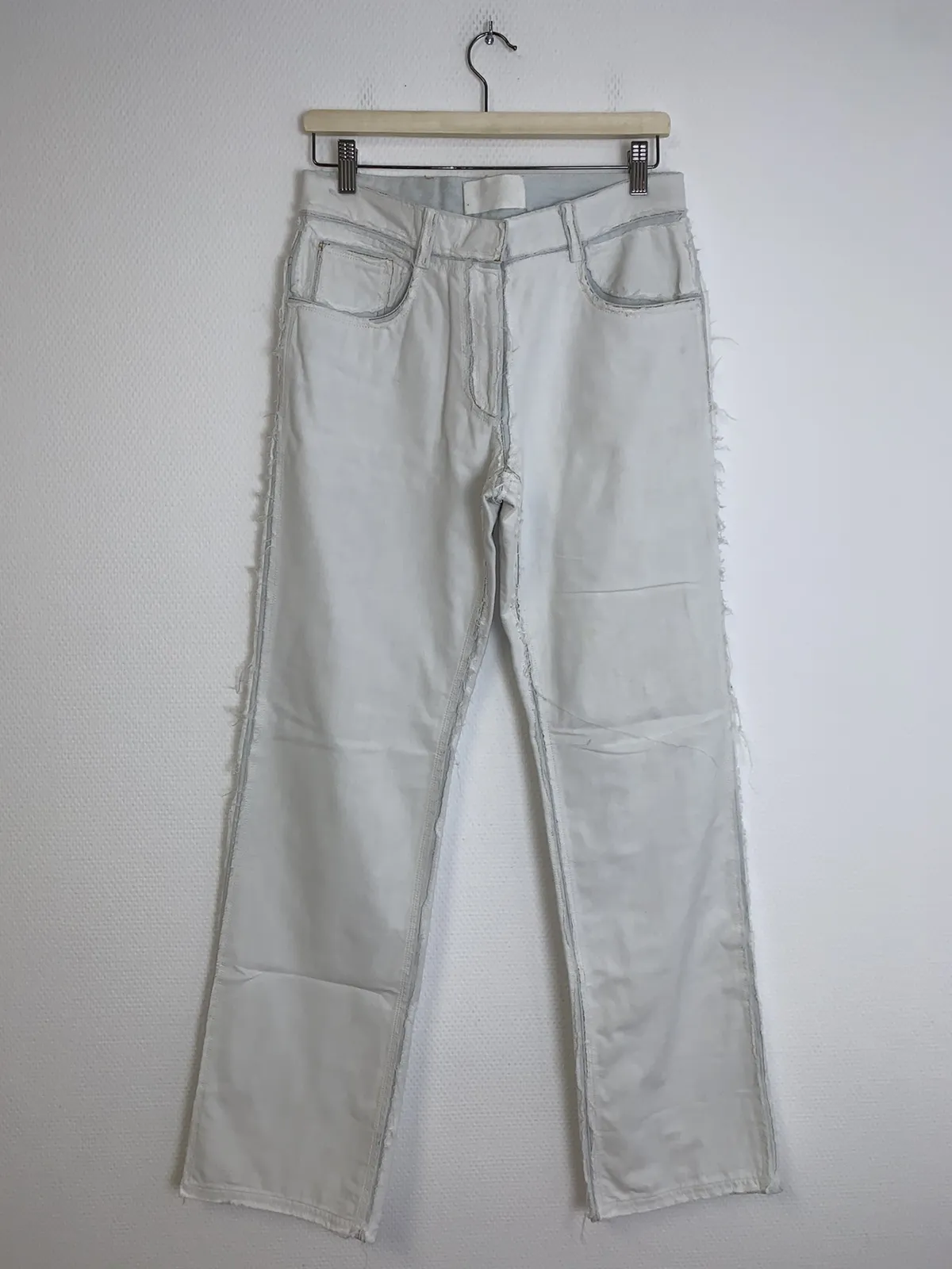 SS2004 artisanal rough cutting white denim