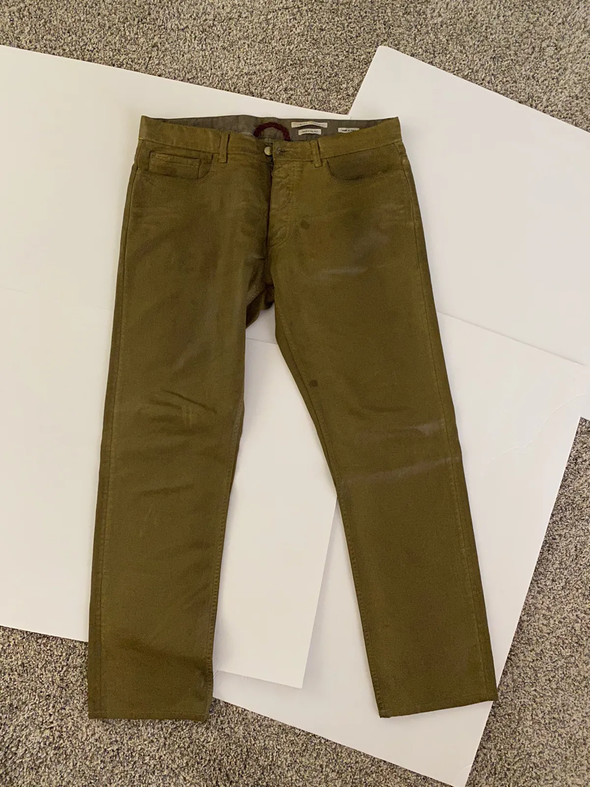 Marc Jacobs COLLECTION Waxed Cotton Distressed Gold Jeans