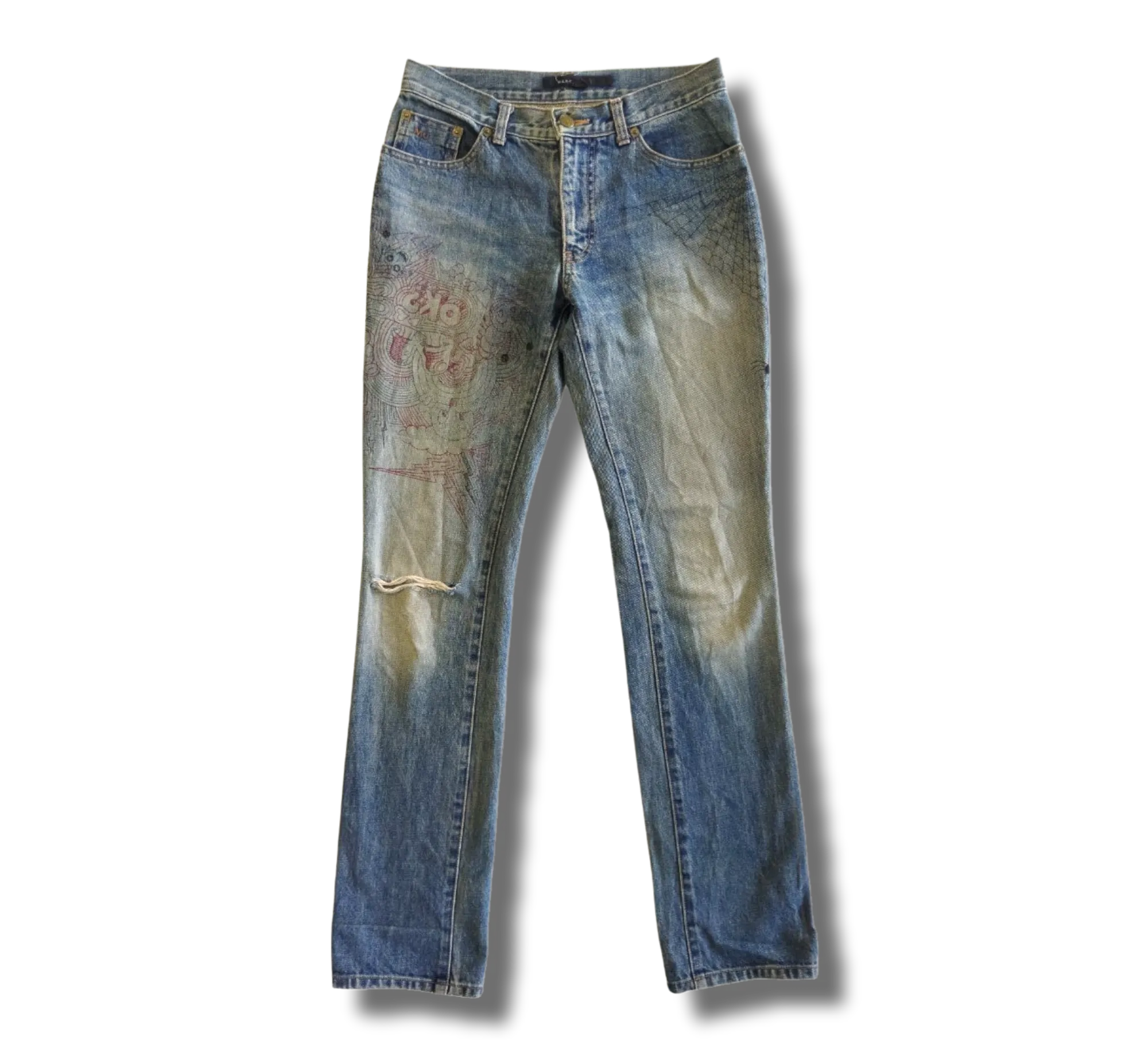 Rare🔥Marc Jacobs Art Design Distressed Jeans