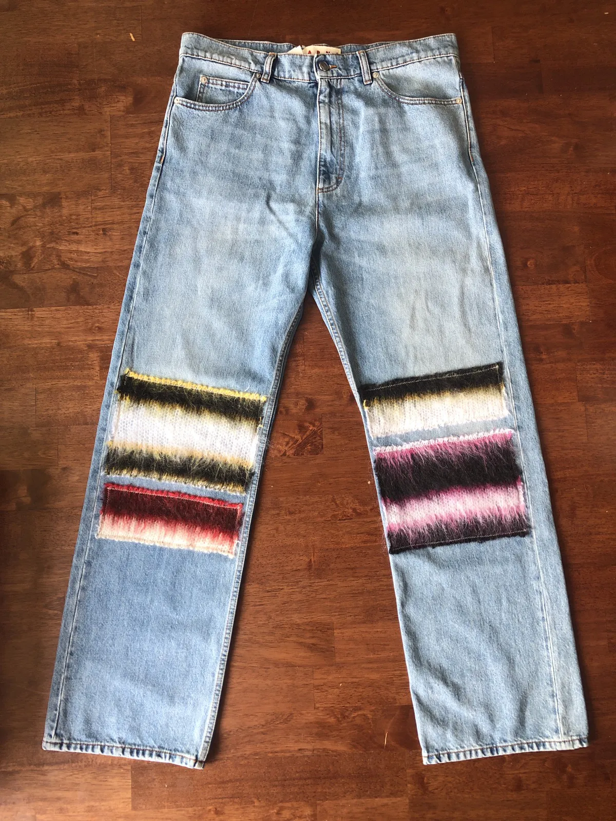 Marni Straight Jeans with Mohair Patches