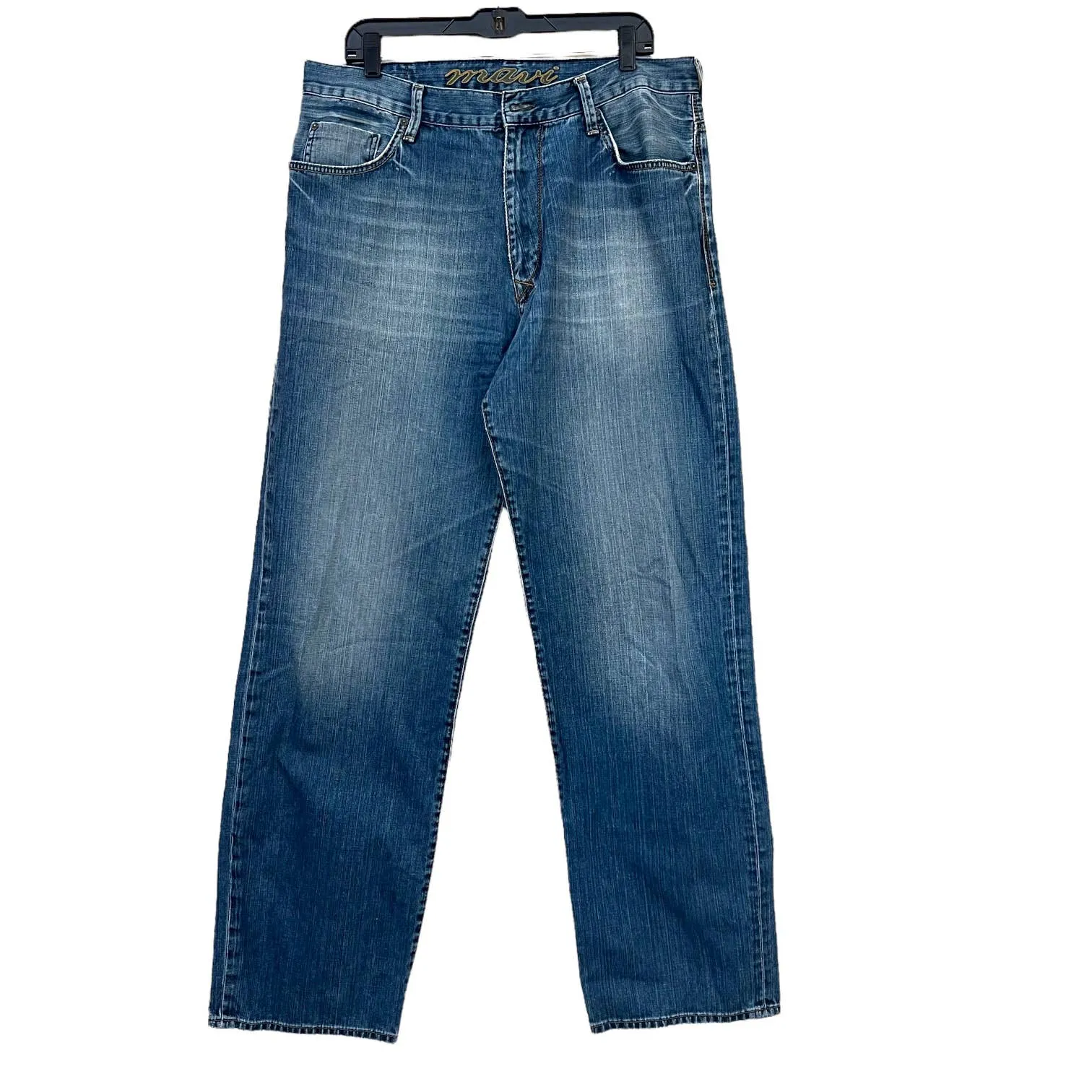 Mavi Max Jeans Straight Leg Zip Fly 5 Pocket Blue Wash 36X34