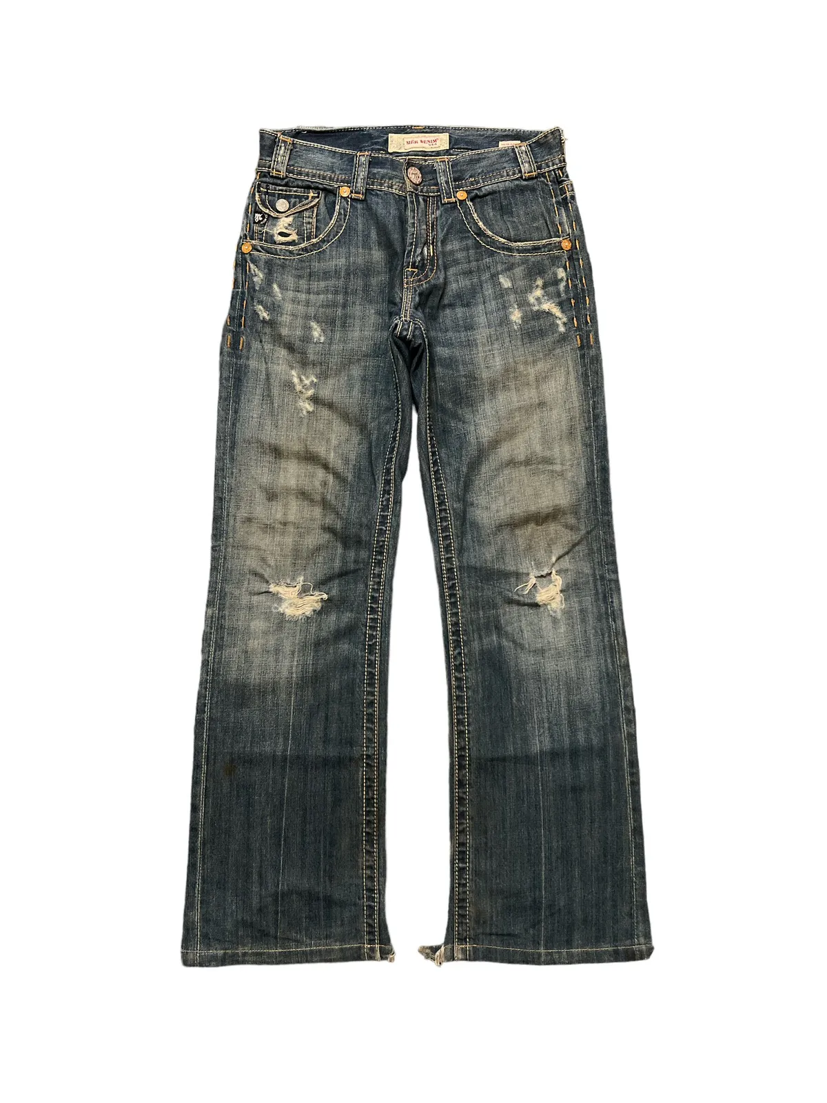 THRASHED🔥MEK DENIM USA RIPPED DISTRESSED DENIM PANT
