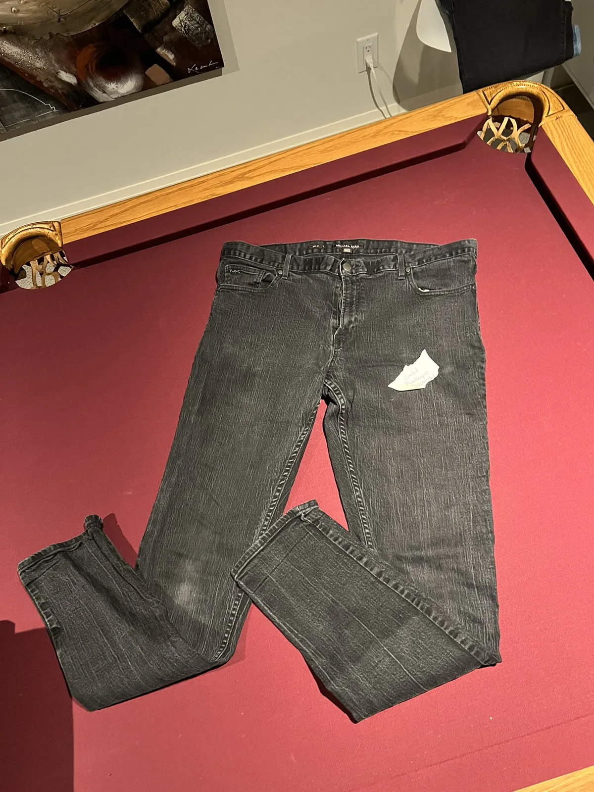 Black aged denim