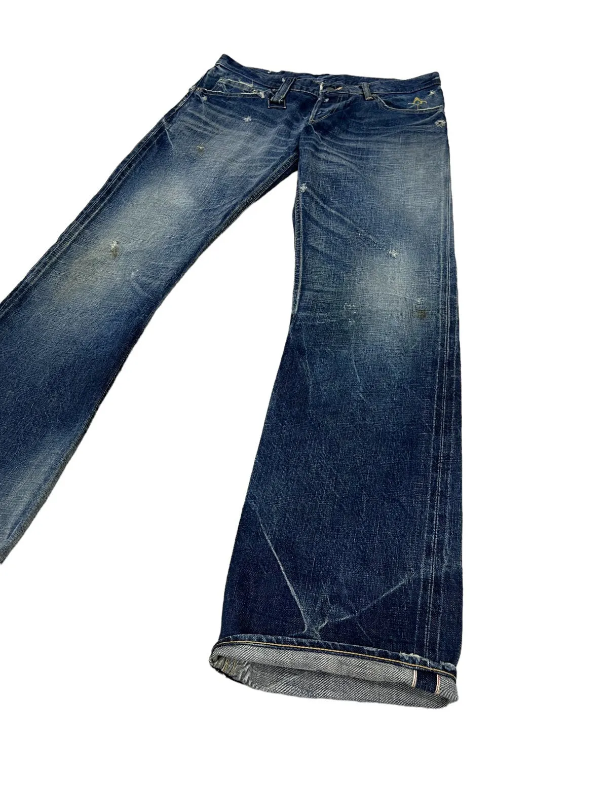 GRAIL🔥Backbone The Basis 🇯🇵 Indigo Selvaged Distressed Denim