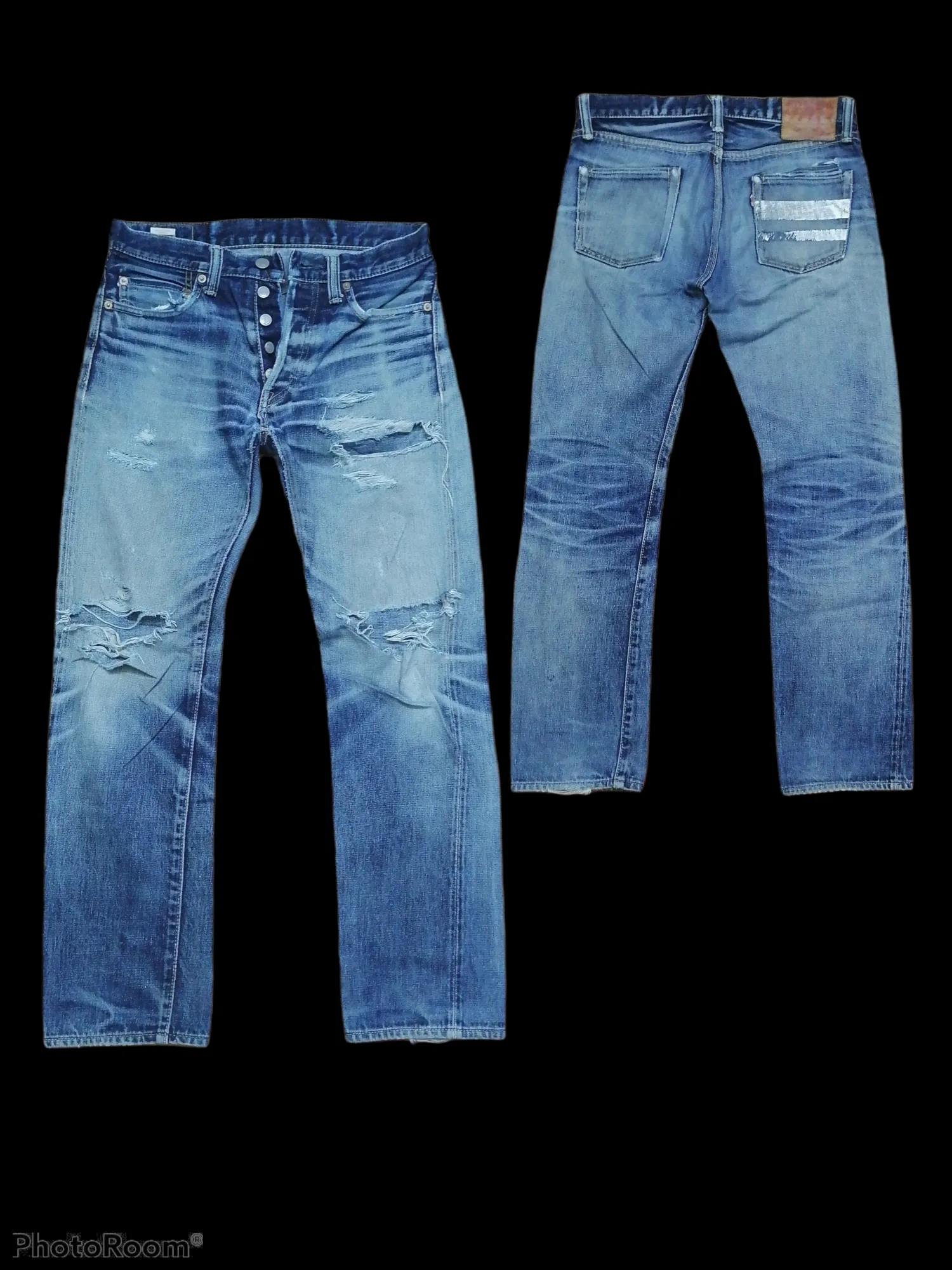 Momotaro Distressed Denim Selvedge Denim Pants