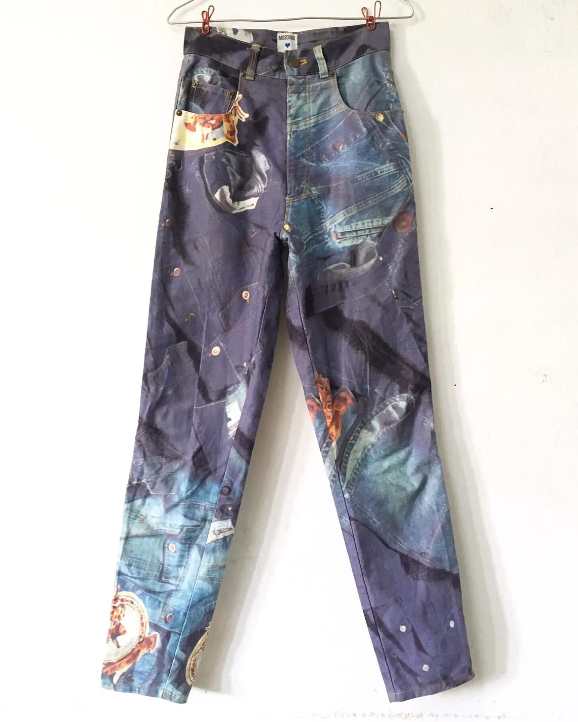 90s MOSCHINO JEANS ‘s High-Waisted “Denim Print” Pants
