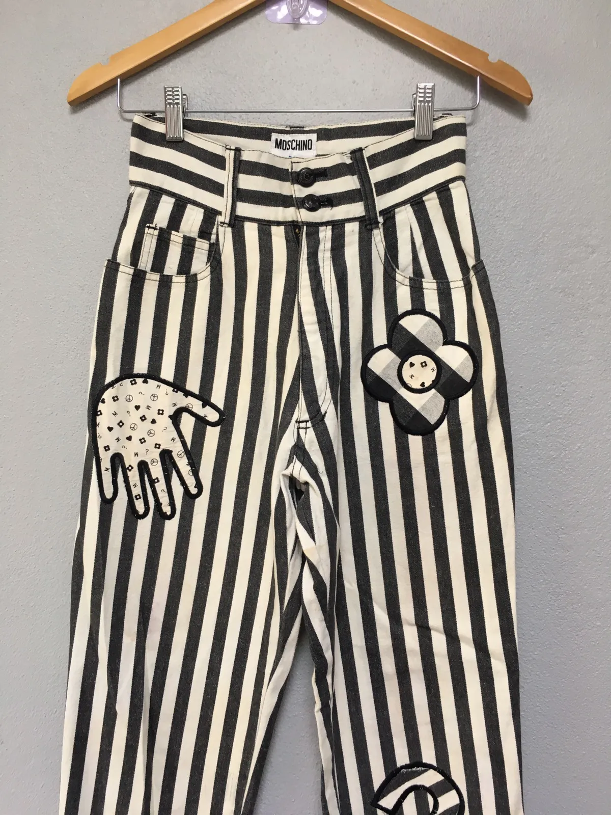 moschino stripe pants multiy logo