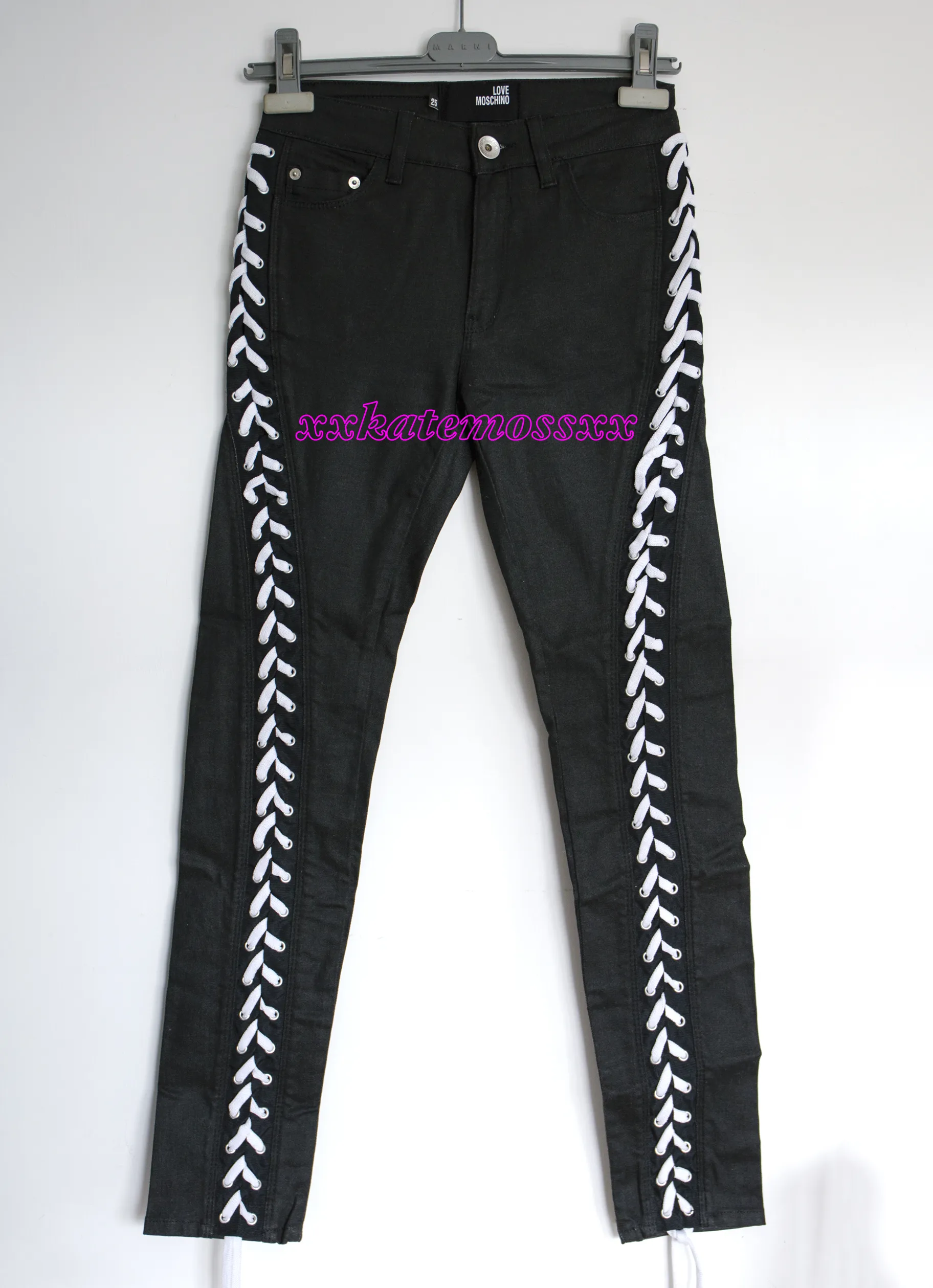Love Moschino Lace Up Black Jeans