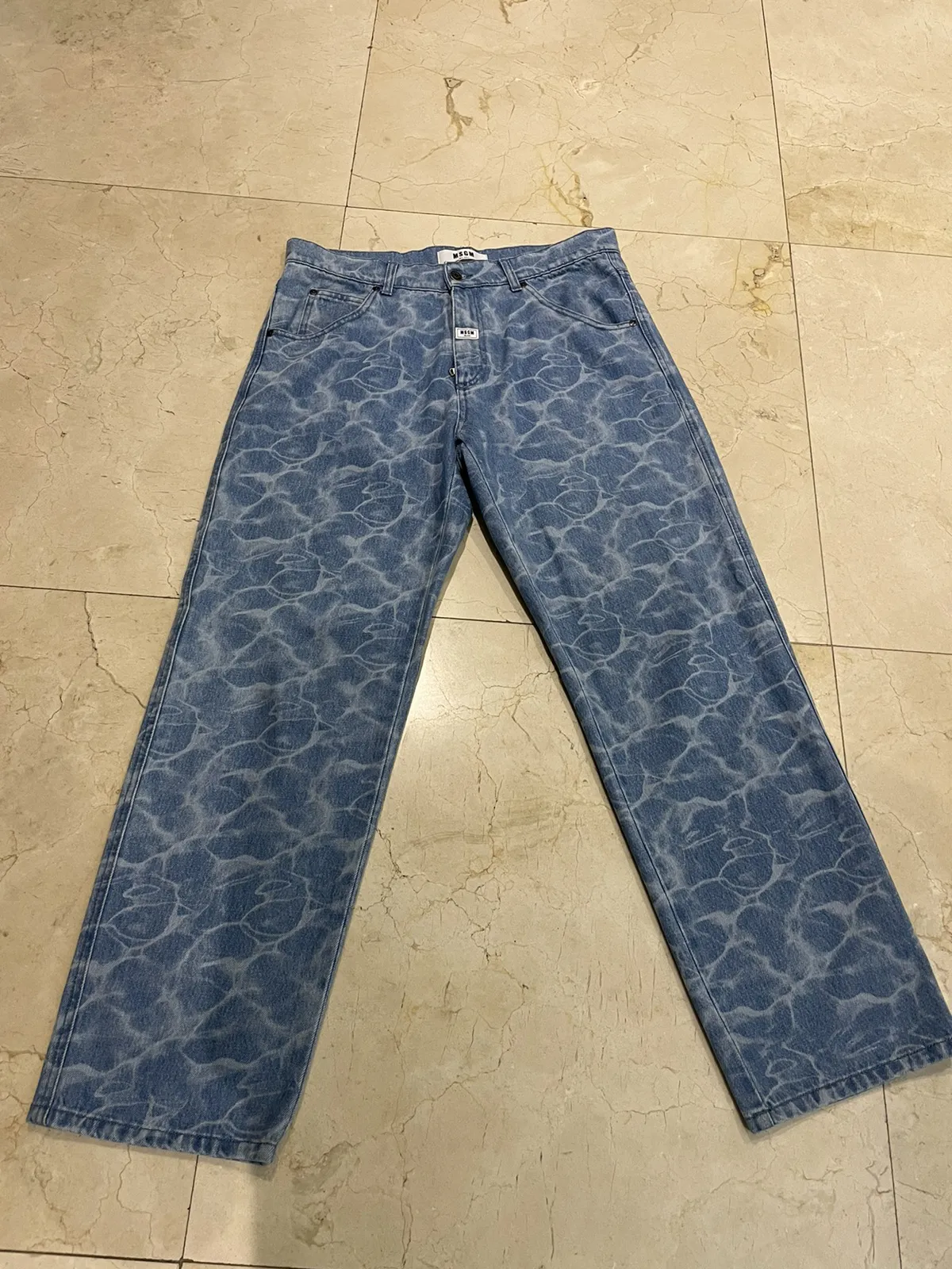 MSGM Blue Water Effect Jeans