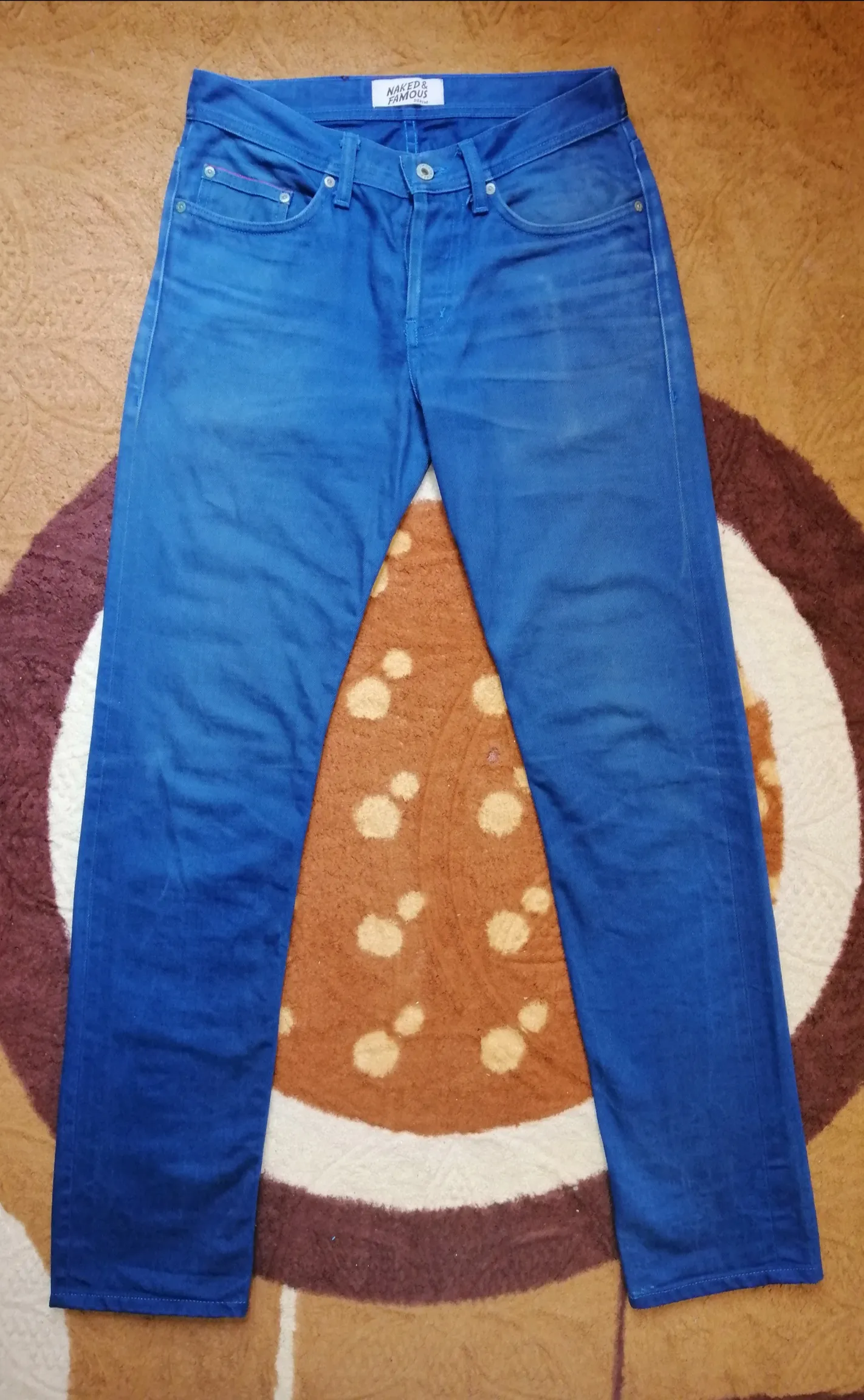 AWESOME RARE NAKED & FAMOUS INDIGO BLUE DENIM JEANS
