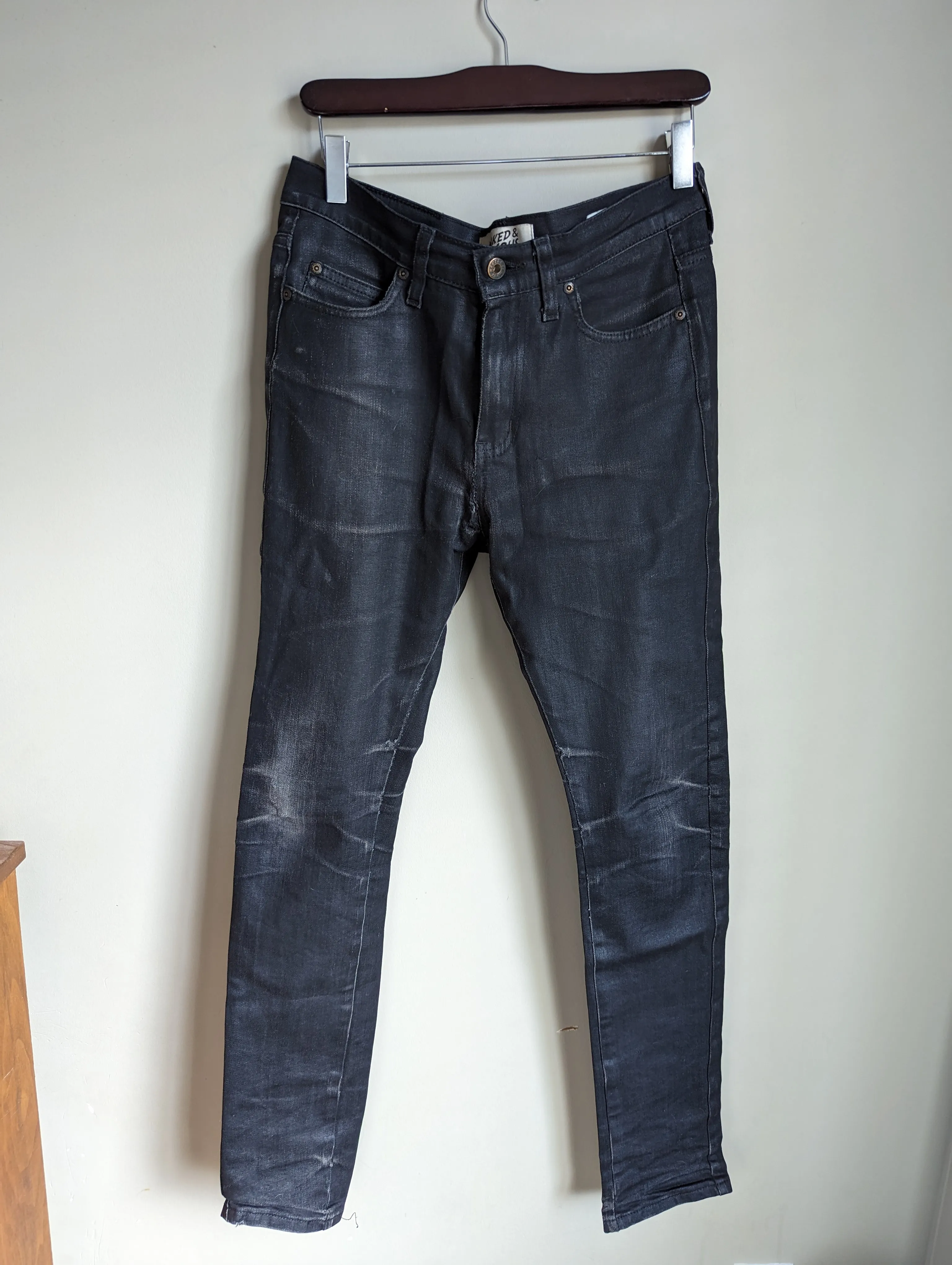 Stacked guy-black waxed denim