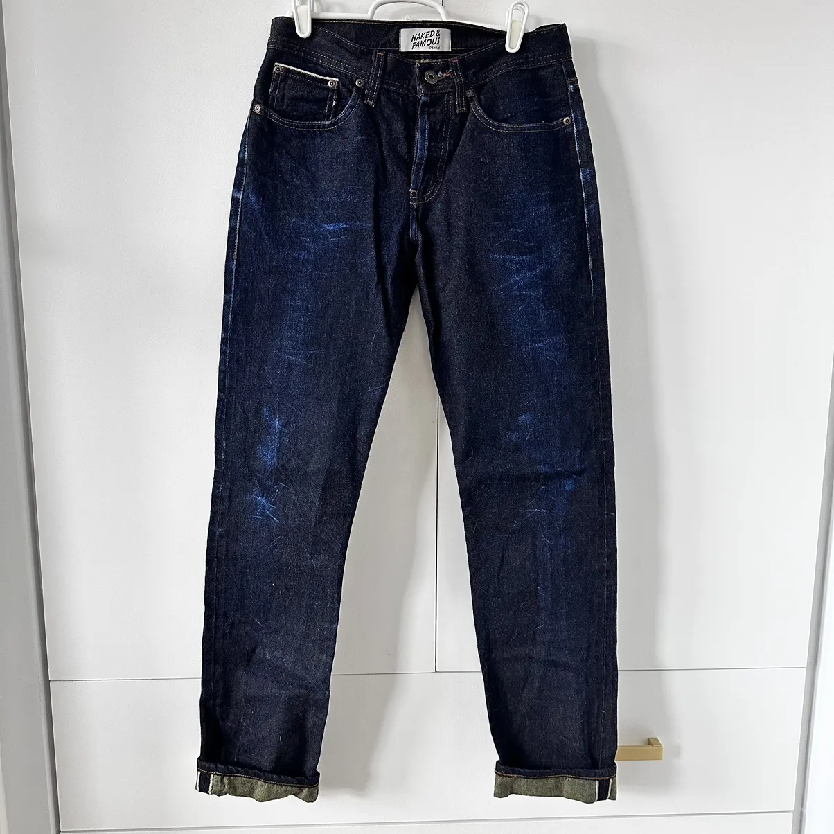 Naked & Famous Weird Guy turmeric selvedge denim