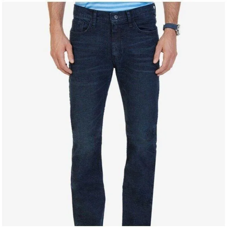 Nautica Straight Fit Blue Jeans Stretch Dark Wash Flex
